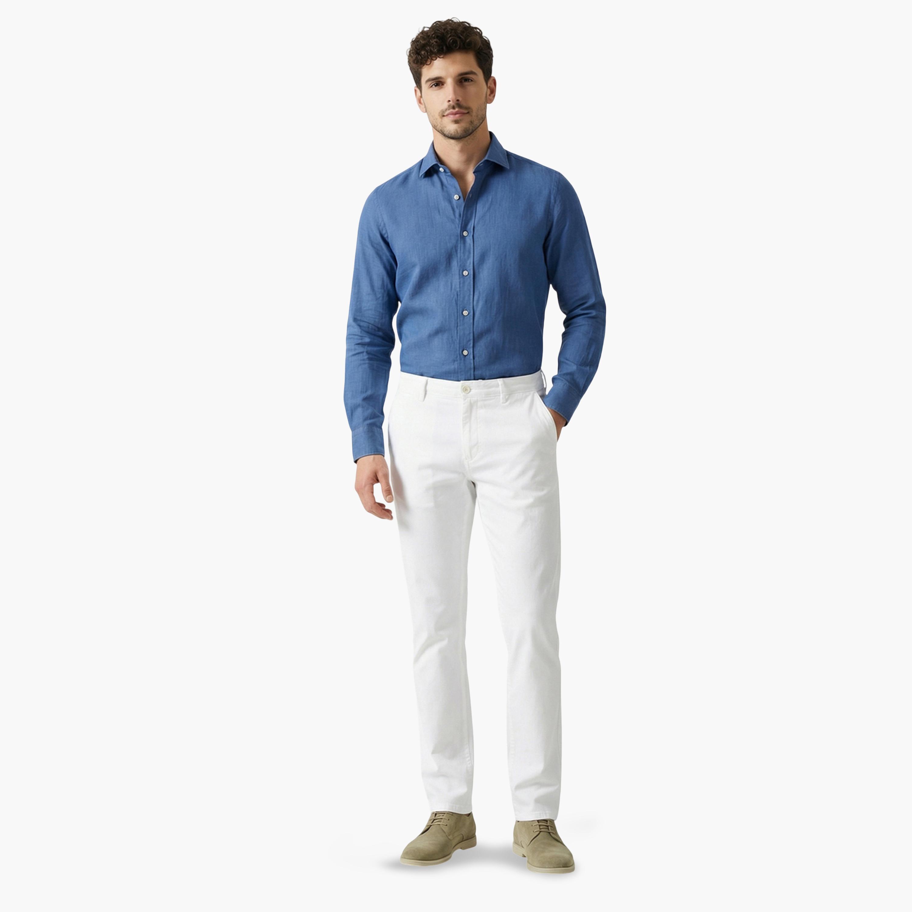 TURTLE X Styli White Solid Structured Trousers-men-clothing-trousersandchinos-trousers-image-2