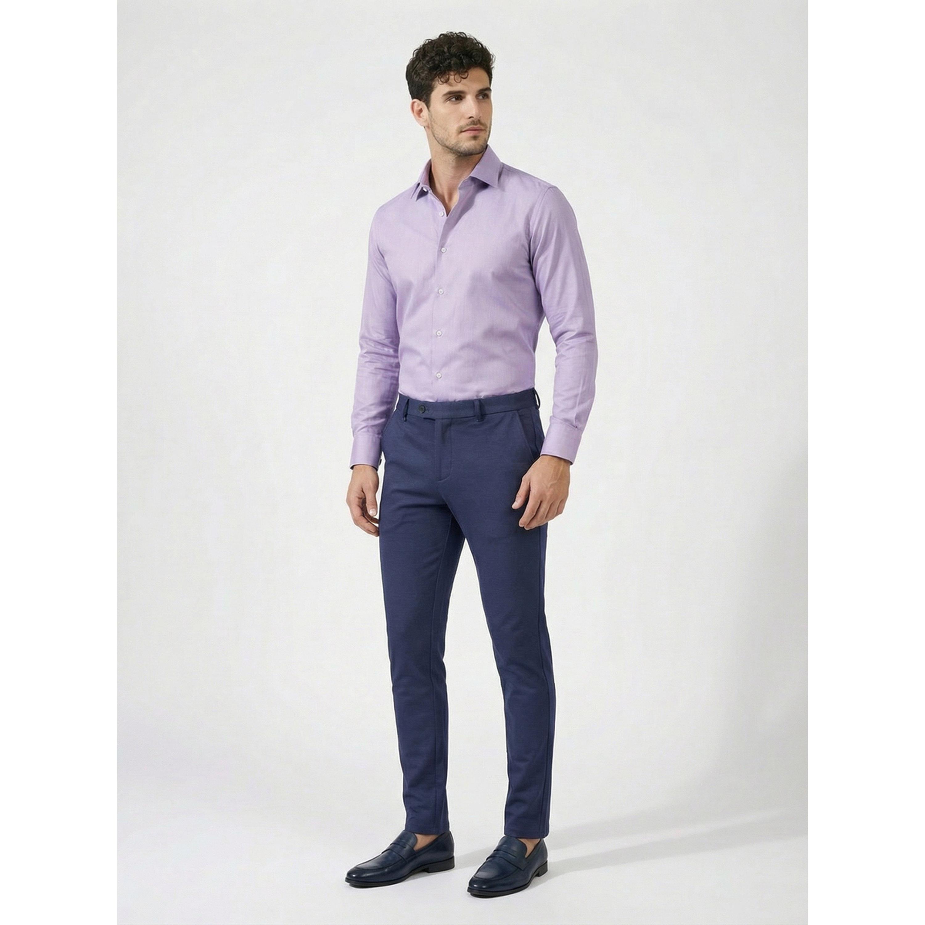 TURTLE X Styli Navy Blue Solid Structured Trousers-men-clothing-trousersandchinos-trousers-image-3