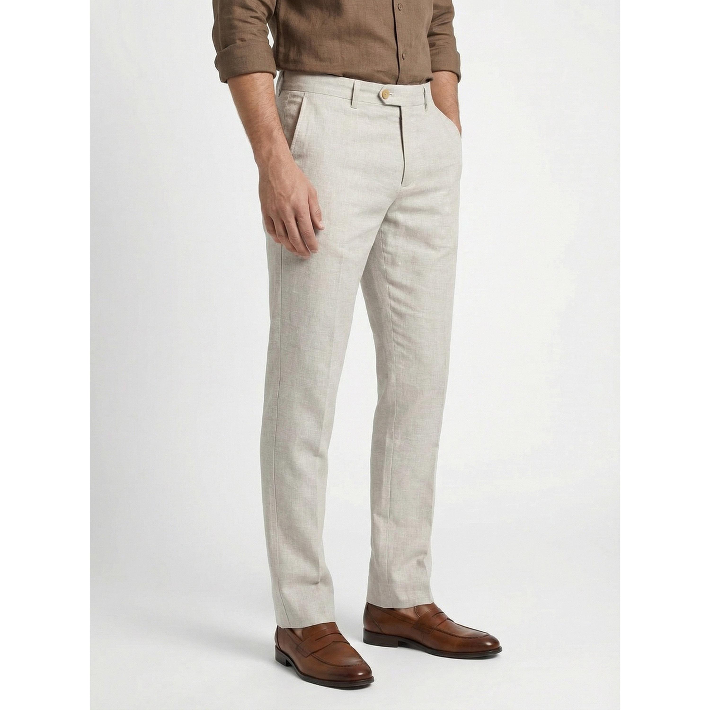 TURTLE X Styli Beige Solid Structured Trousers-men-clothing-trousersandchinos-trousers-image-1