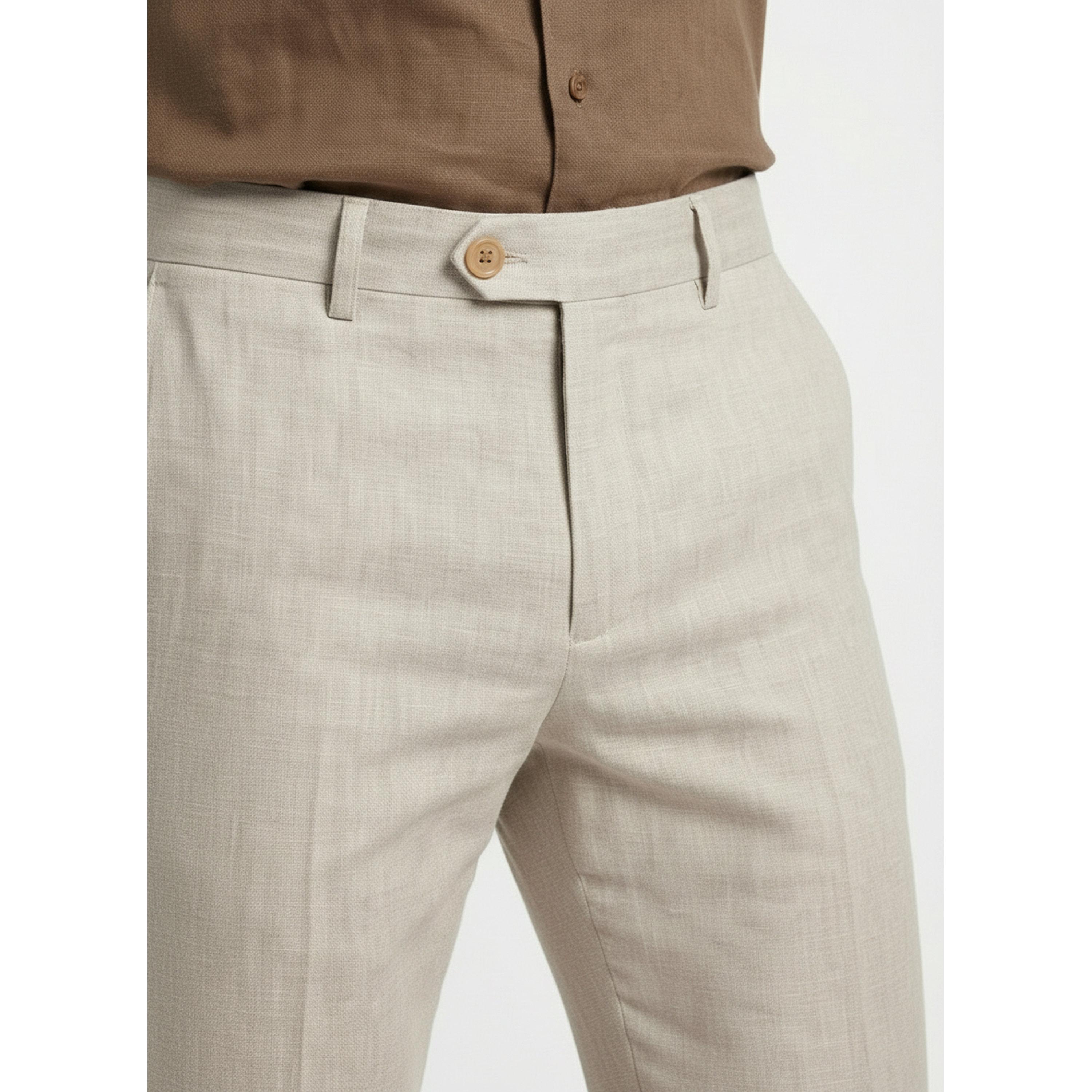 TURTLE X Styli Beige Solid Structured Trousers-men-clothing-trousersandchinos-trousers-image-4