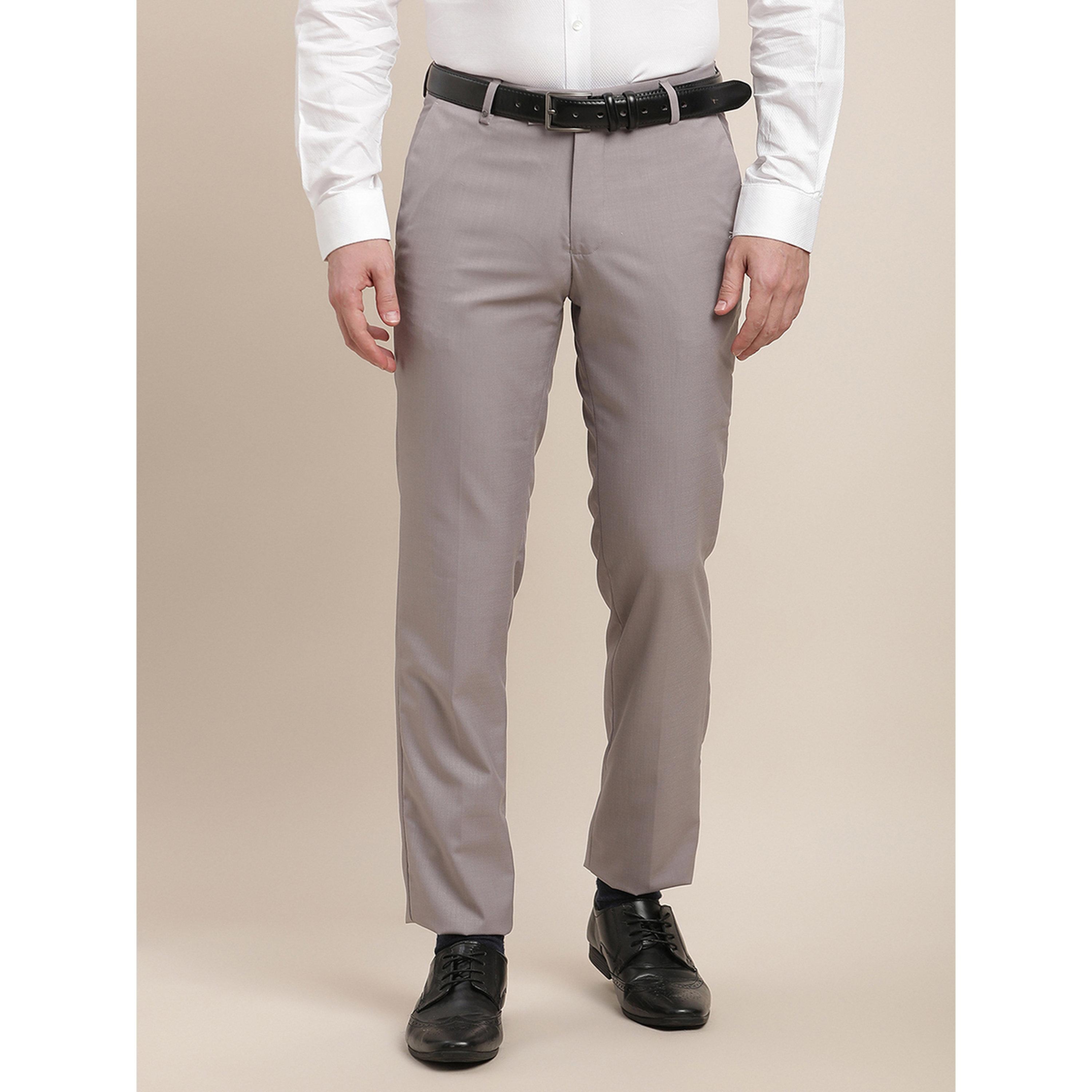 TURTLE X Styli Grey Solid Structured Trousers-men-clothing-trousersandchinos-trousers-image-1