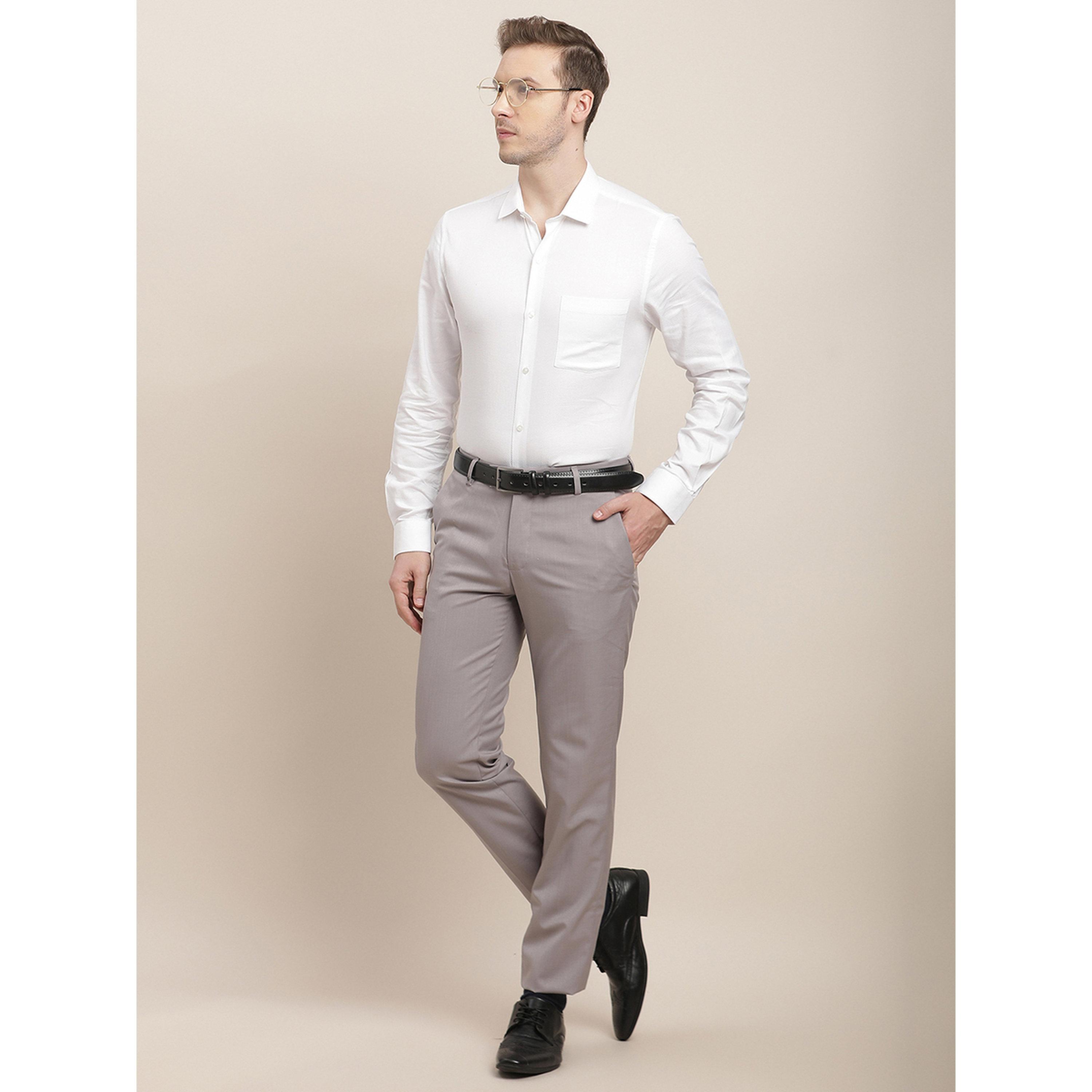 TURTLE X Styli Grey Solid Structured Trousers-men-clothing-trousersandchinos-trousers-image-2
