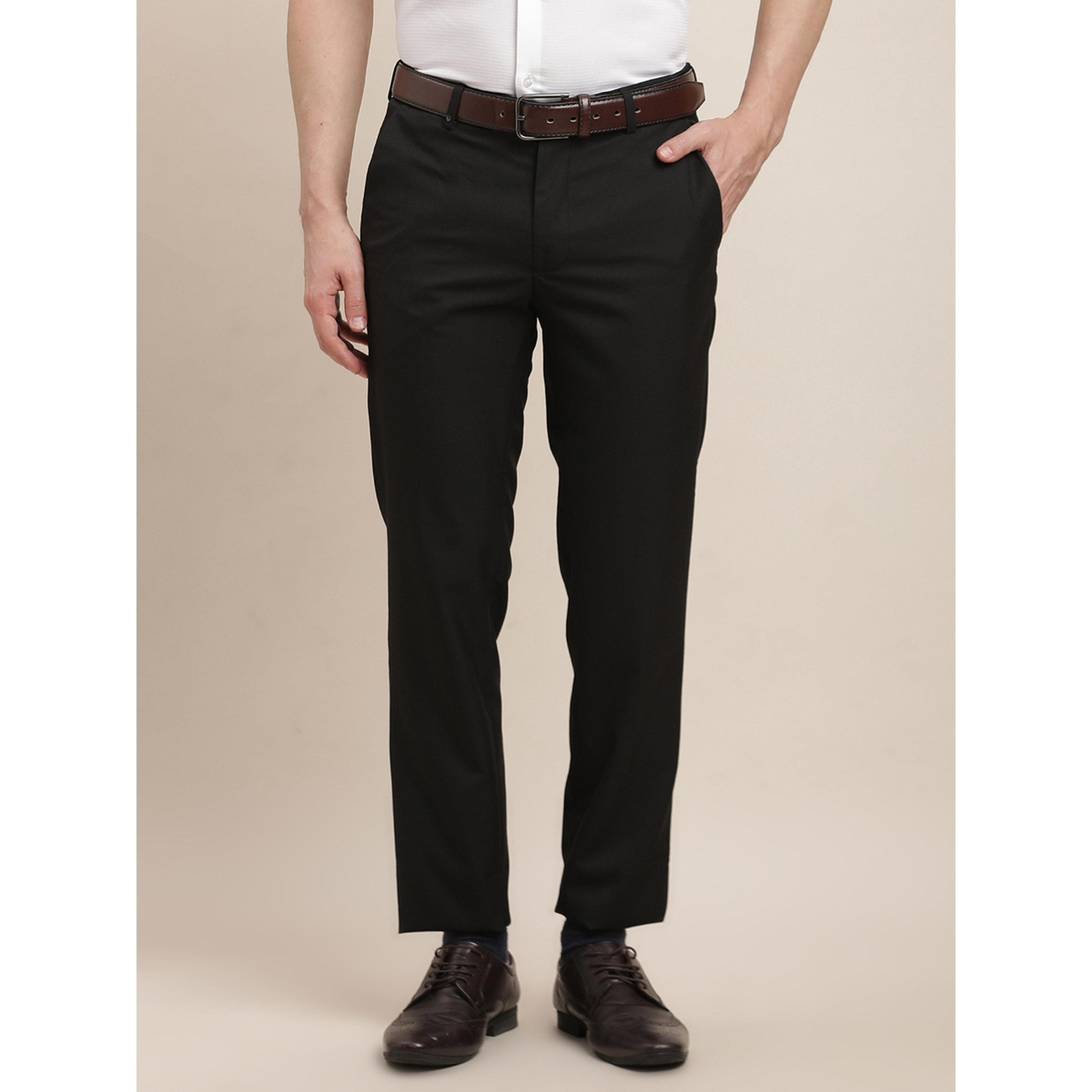 TURTLE X Styli Black Solid Structured Trousers-men-clothing-trousersandchinos-trousers-image-1