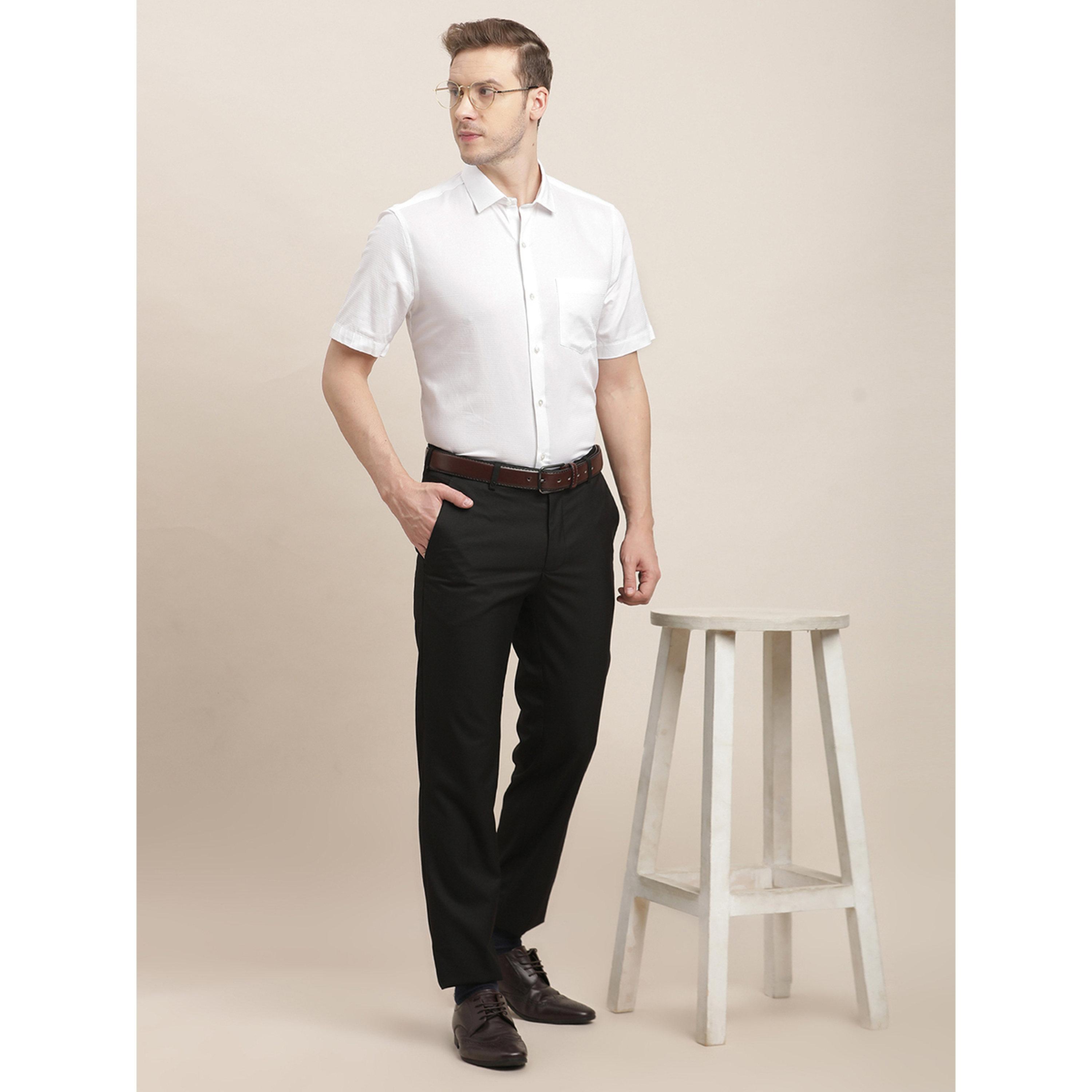 TURTLE X Styli Black Solid Structured Trousers-men-clothing-trousersandchinos-trousers-image-2