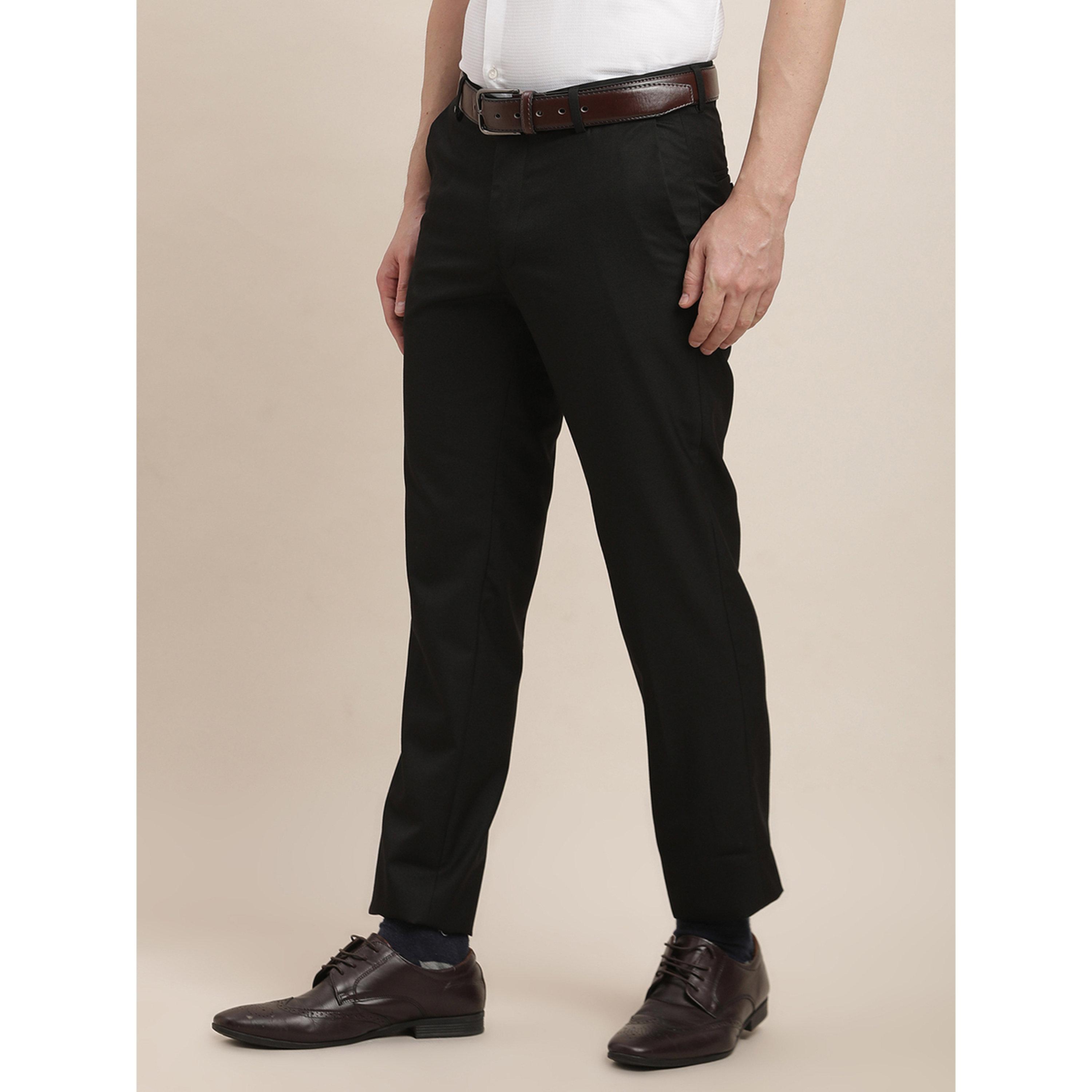 TURTLE X Styli Black Solid Structured Trousers-men-clothing-trousersandchinos-trousers-image-4