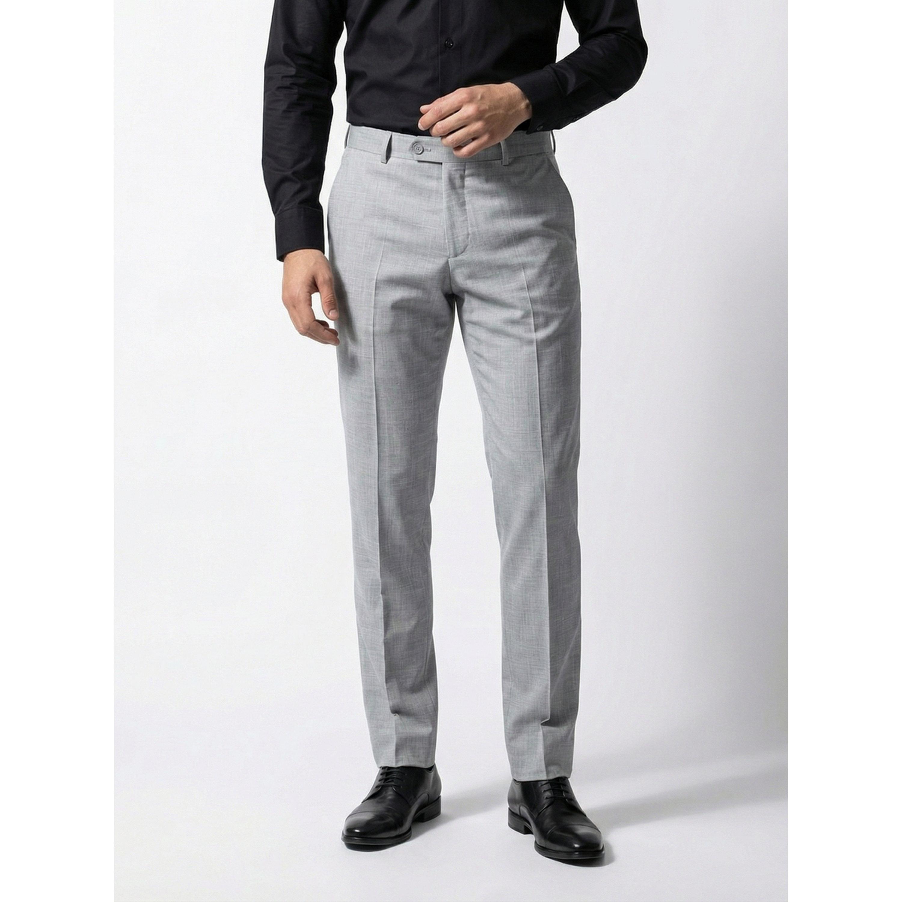 TURTLE X Styli Grey Solid Structured Trousers-men-clothing-trousersandchinos-trousers-image-1