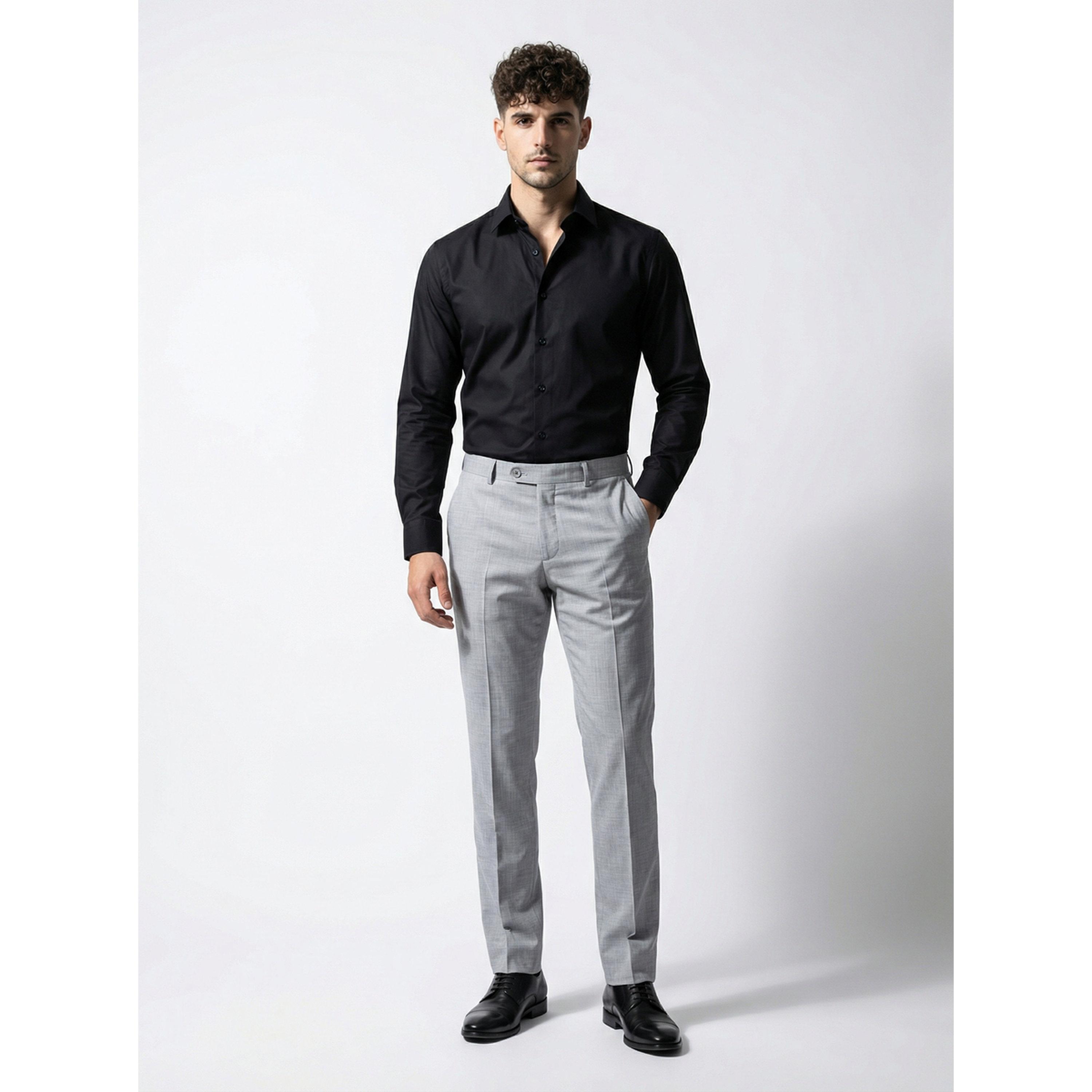 TURTLE X Styli Grey Solid Structured Trousers-men-clothing-trousersandchinos-trousers-image-2