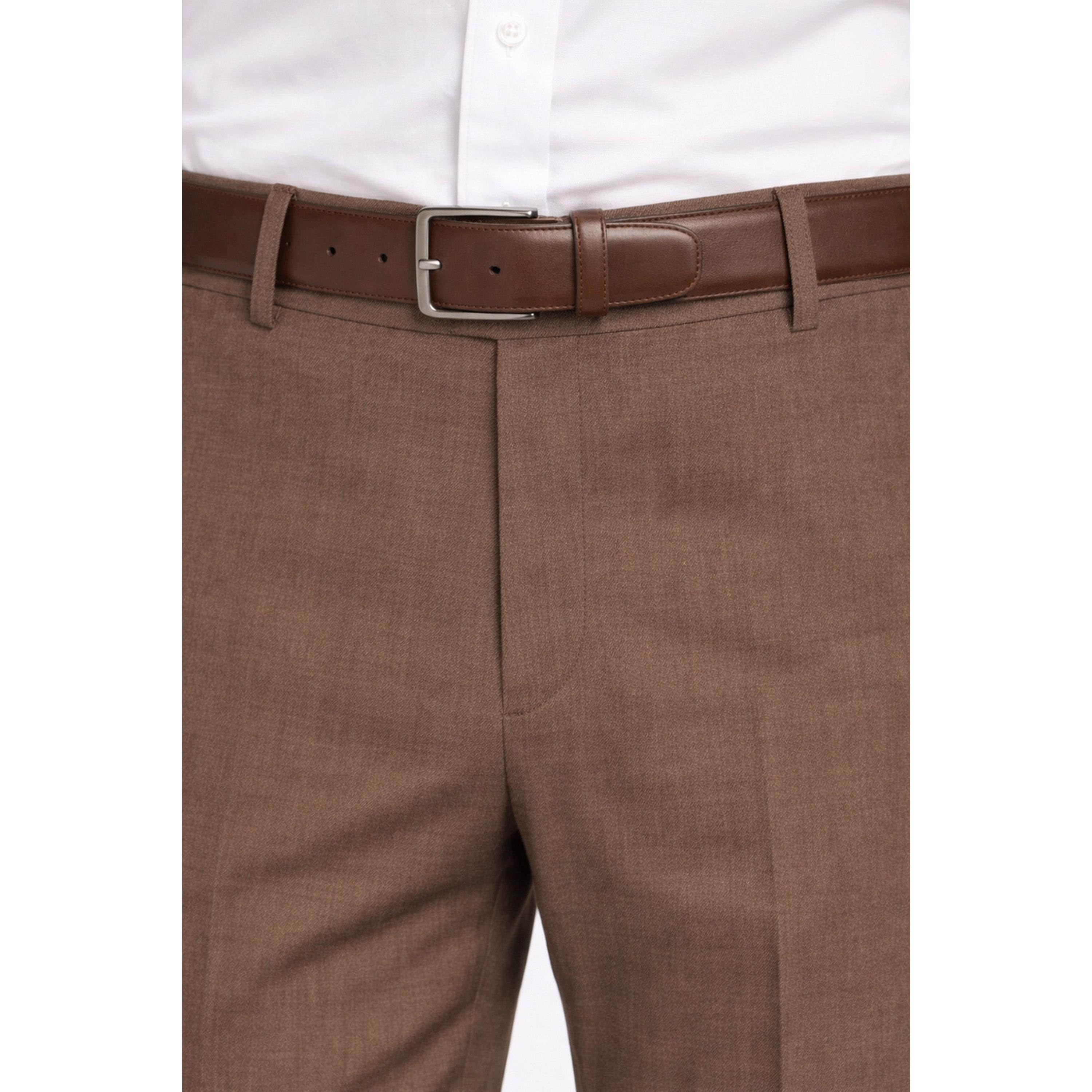 بنطال سادة بقصة هيكلية باللون البني-men-clothing-trousersandchinos-trousers-image-4