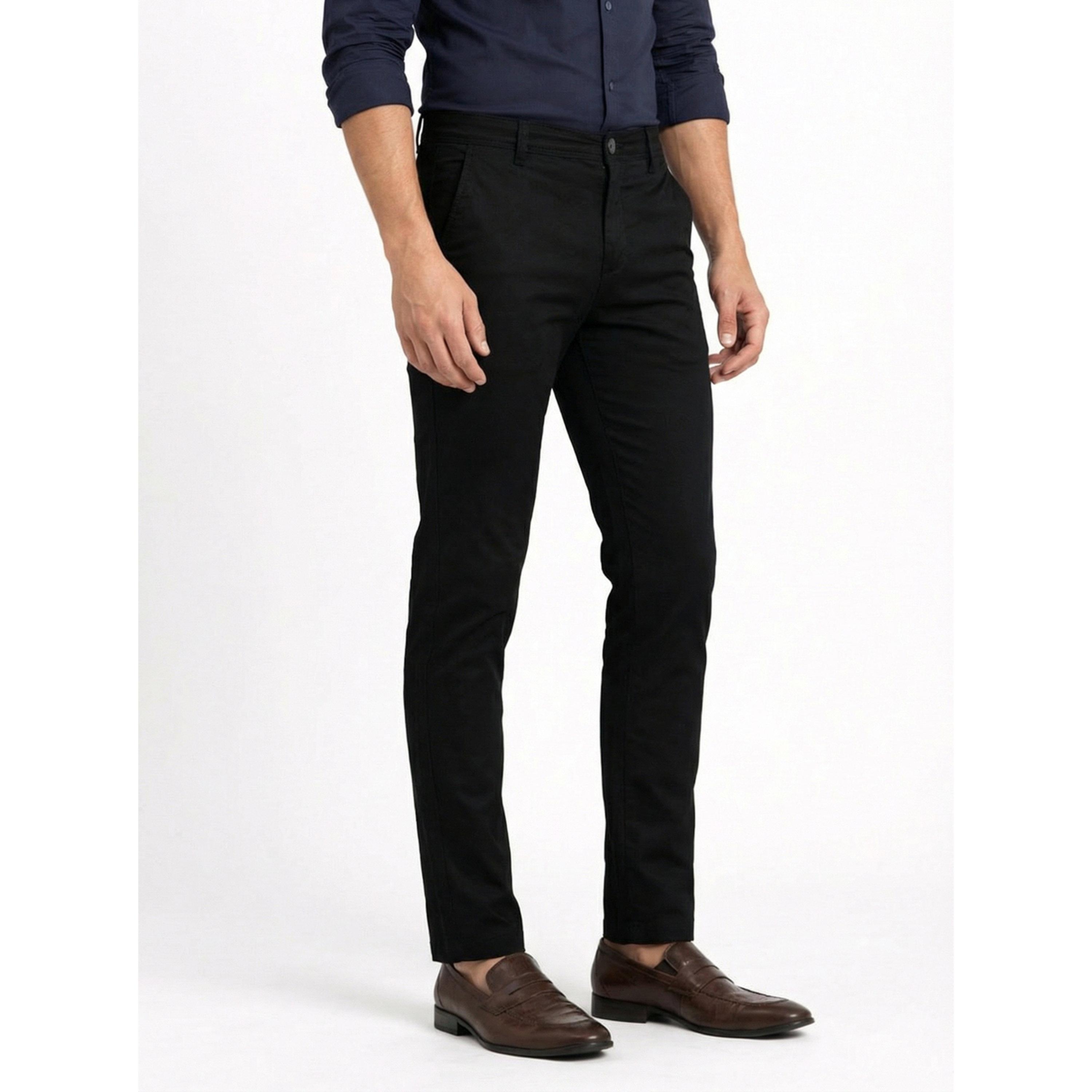 TURTLE X Styli Black Solid Structured Trousers-men-clothing-trousersandchinos-trousers-image-1