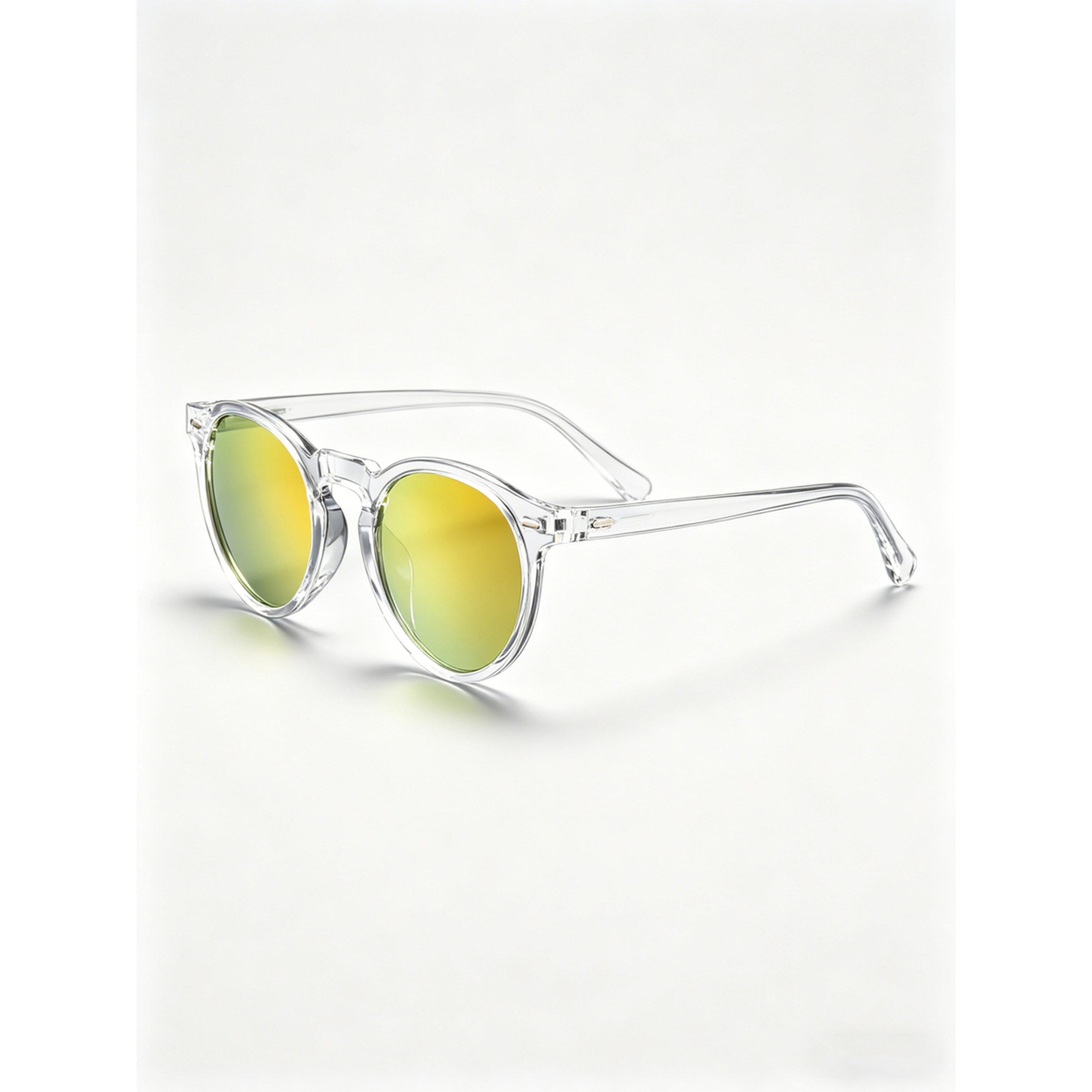 Take Two Round Clear Frame Sunglasses with Silver Mirrored Lenses-women-sunglasses-image-1