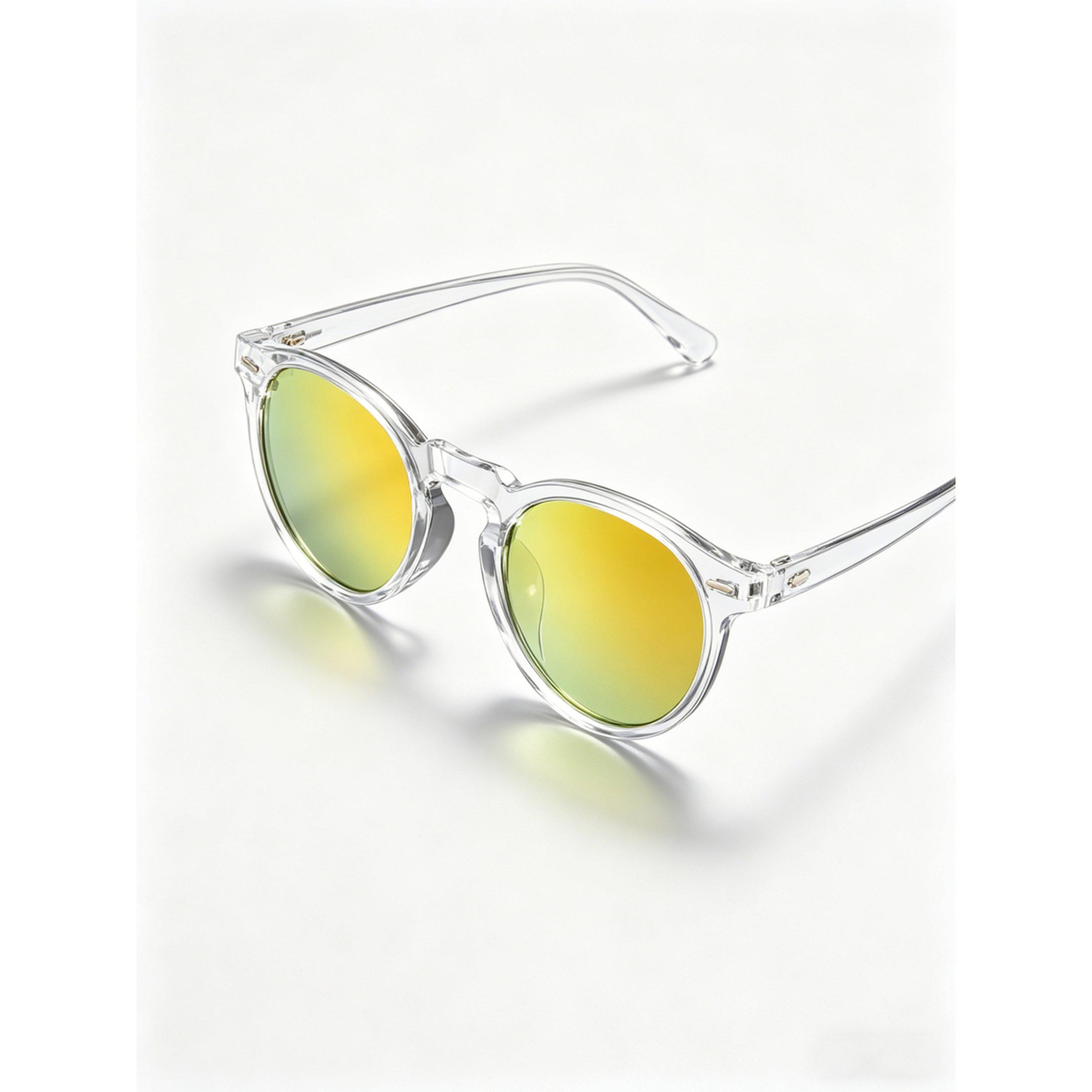 Take Two Round Clear Frame Sunglasses with Silver Mirrored Lenses-women-sunglasses-image-2
