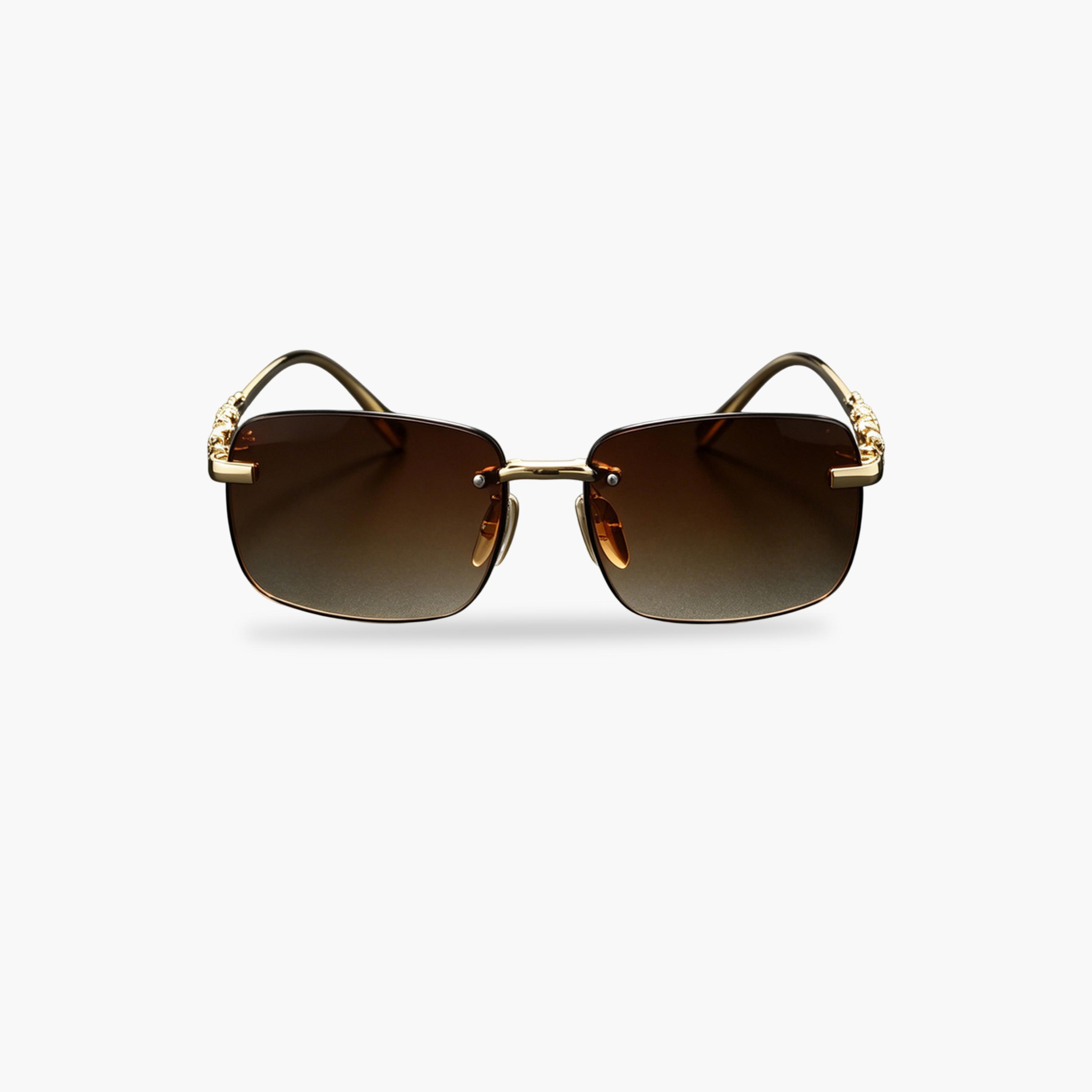 Take Two Tan Geometric Rimless Sunglasses with Gold Embellishments-women-sunglasses-image-3