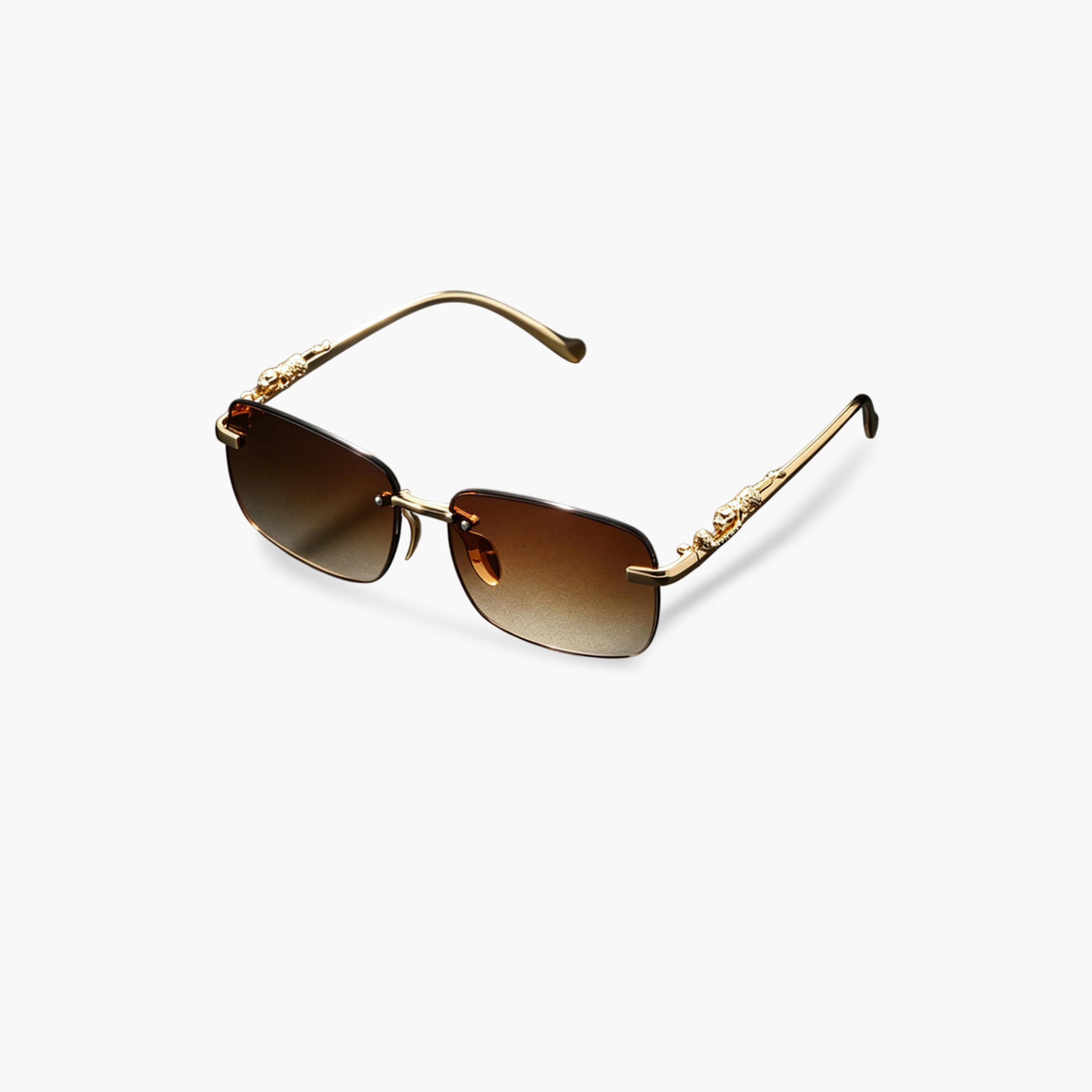 Take Two Tan Geometric Rimless Sunglasses with Gold Embellishments-women-sunglasses-image-4