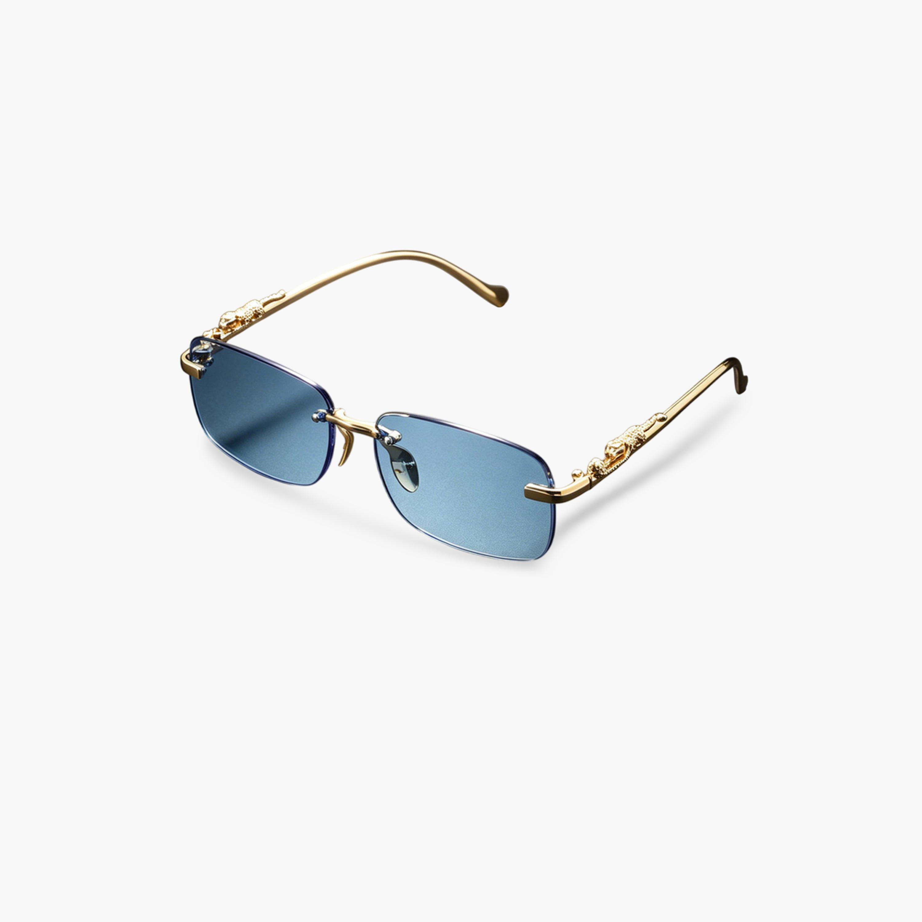 Take Two Geometric Blue Rimless Sunglasses-women-sunglasses-image-1