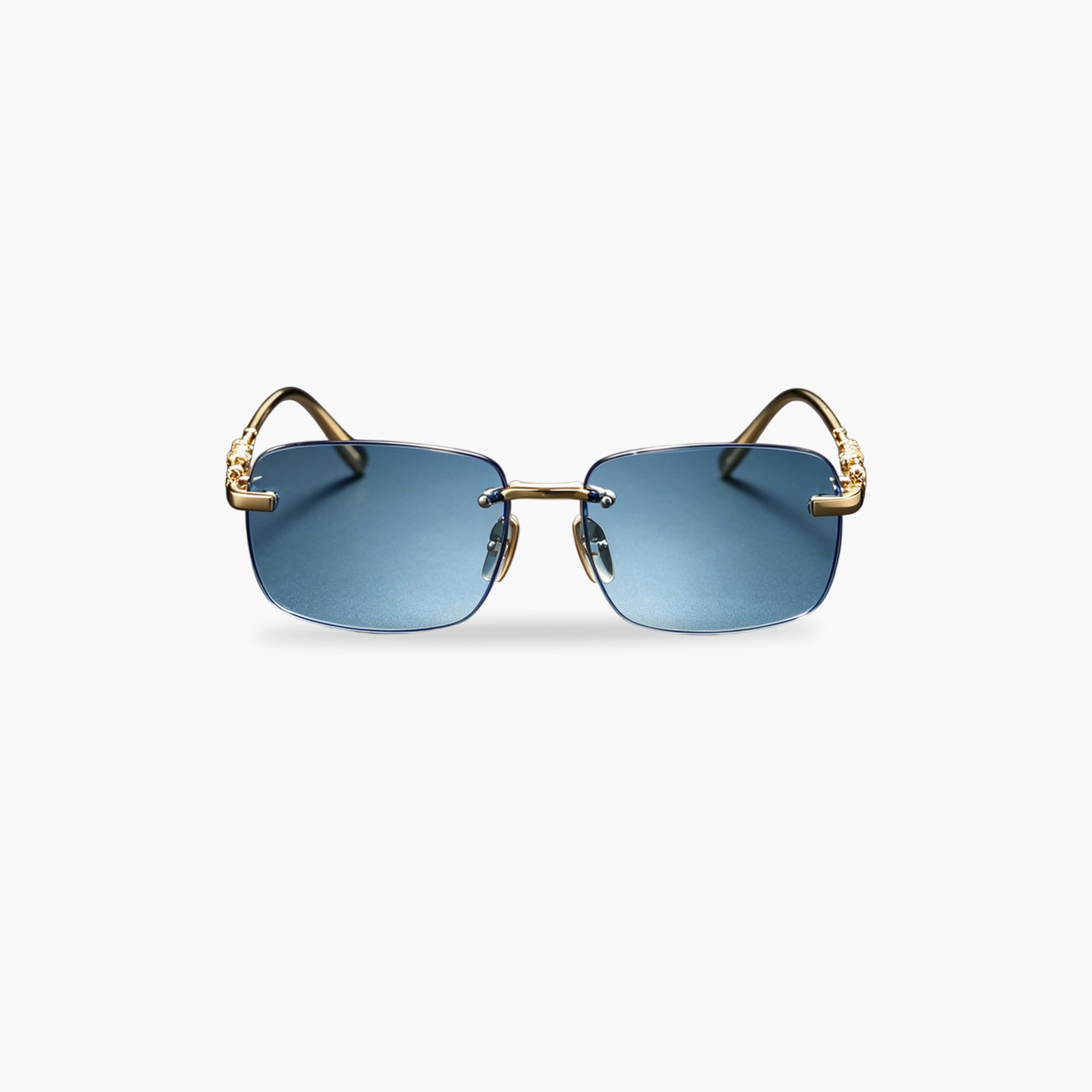 Take Two Geometric Blue Rimless Sunglasses-women-sunglasses-image-2