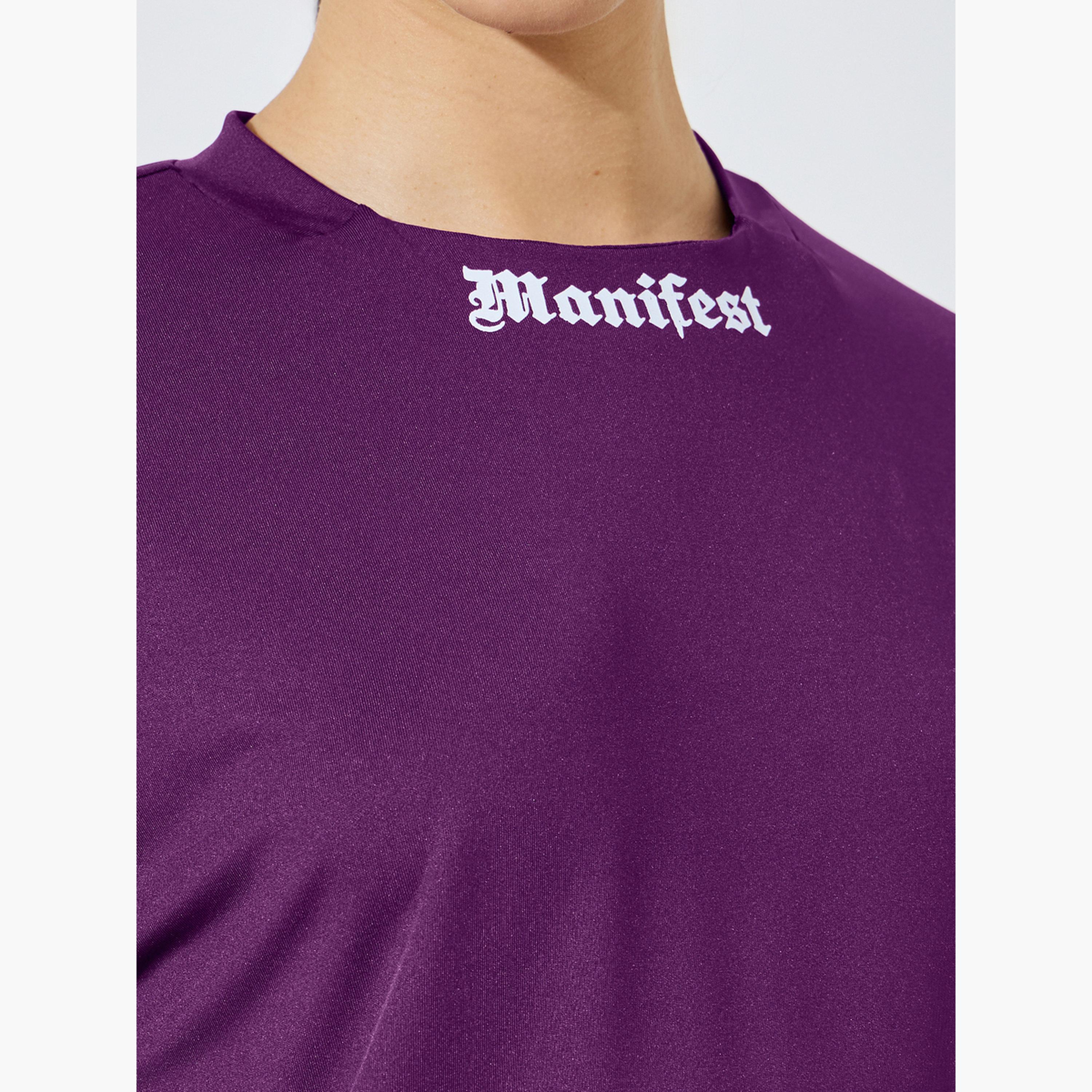 Styli Purple Boxy Fit T-Shirt with Neck Print-women-clothing-tshirts-image-5
