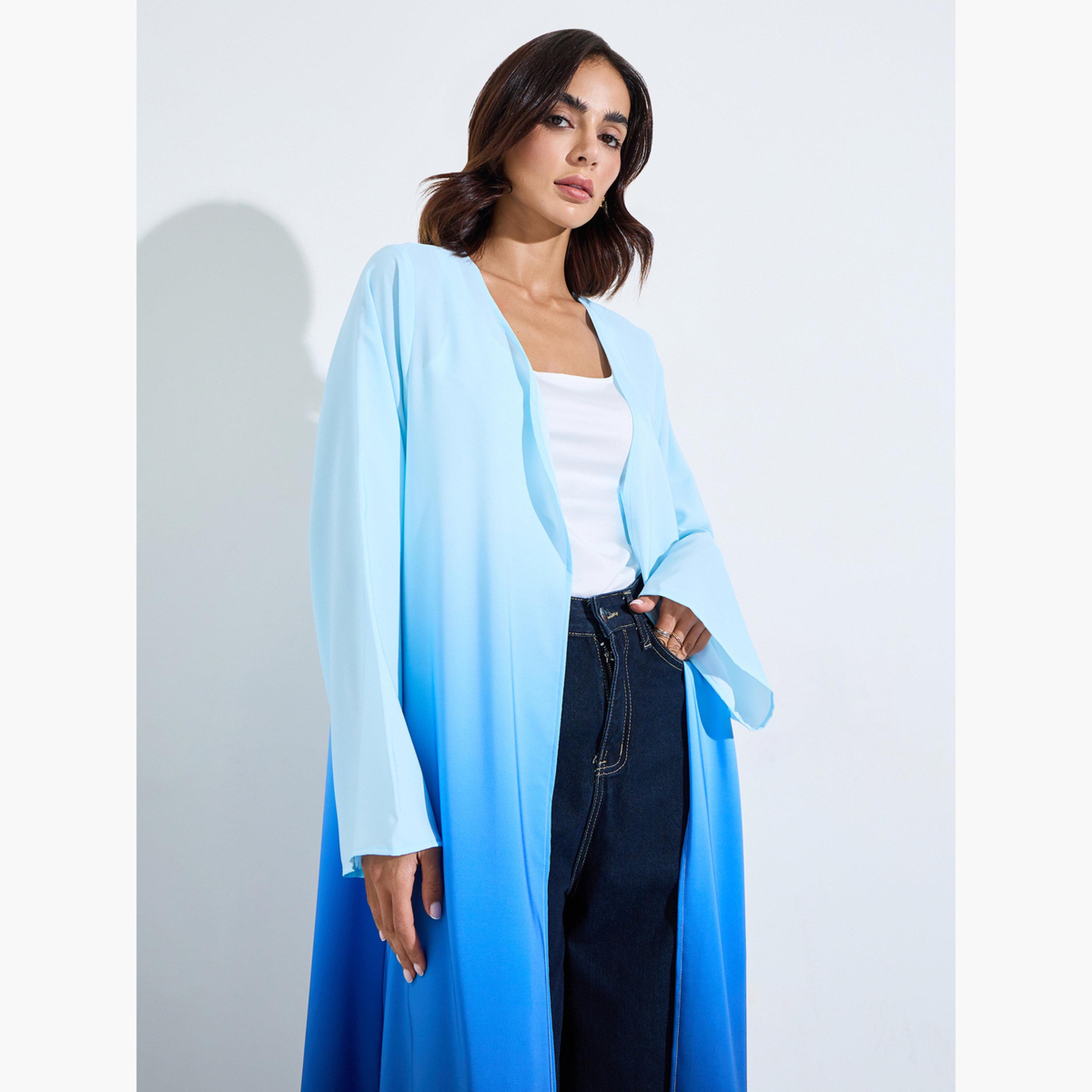 Amirah X Styli Blue Open Front Ombre Look abaya-women-arabicclothing-abayas-image-2
