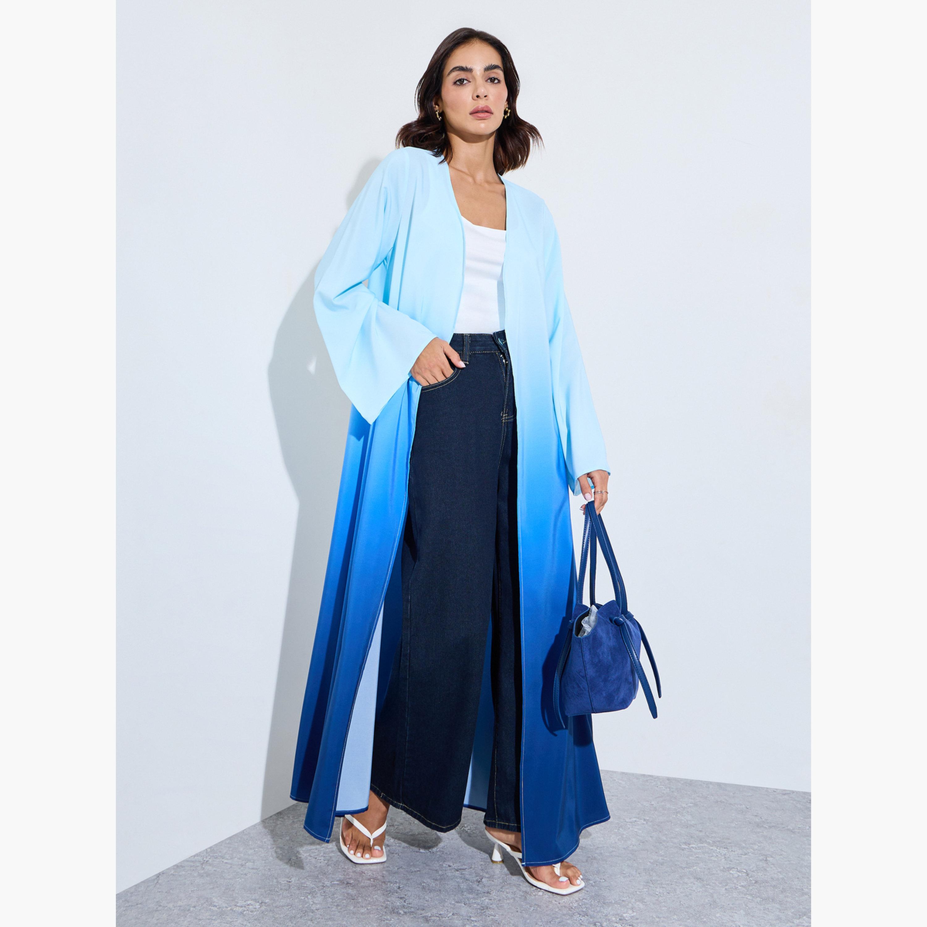 Amirah X Styli Blue Open Front Ombre Look abaya-women-arabicclothing-abayas-image-3