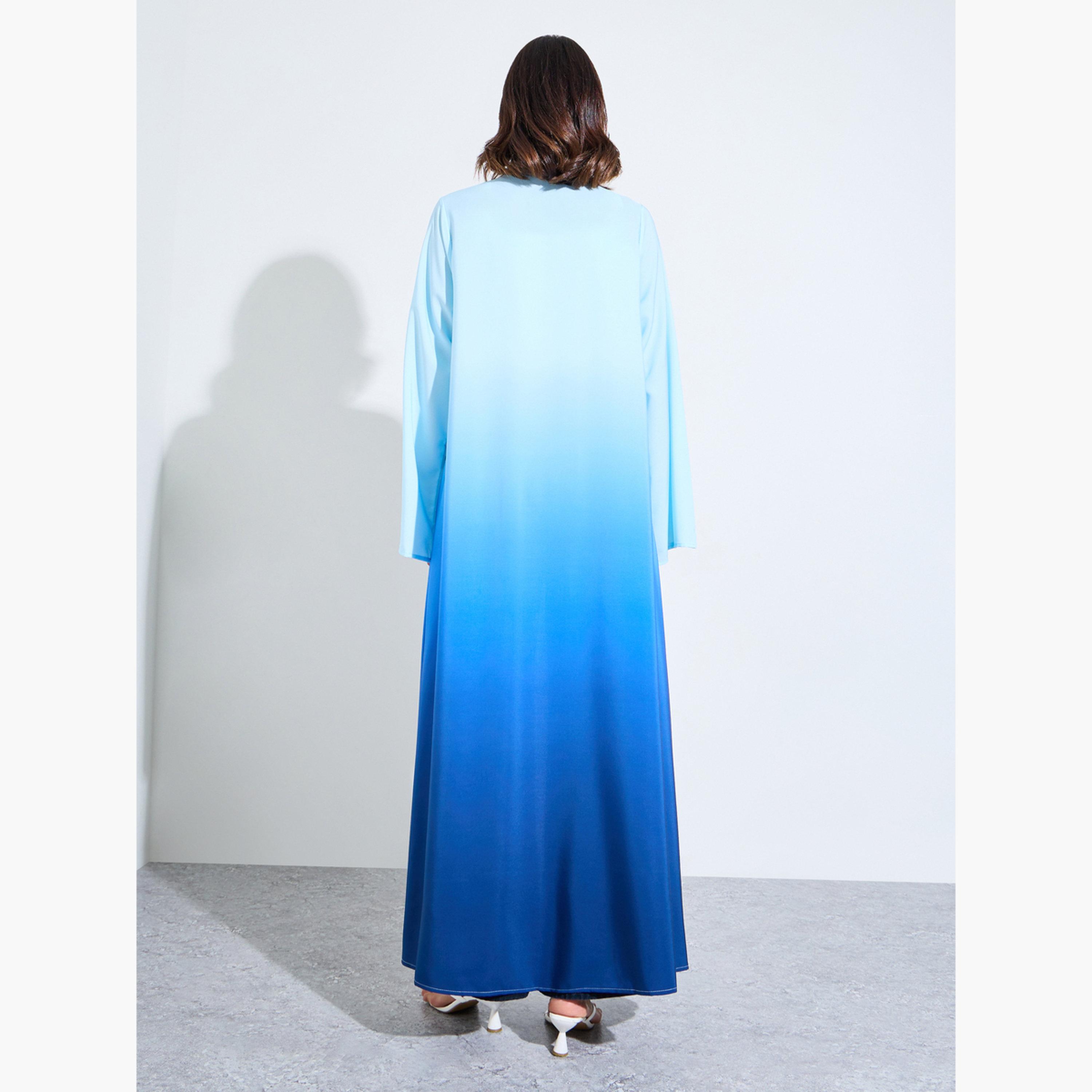 Amirah X Styli Blue Open Front Ombre Look abaya-women-arabicclothing-abayas-image-4