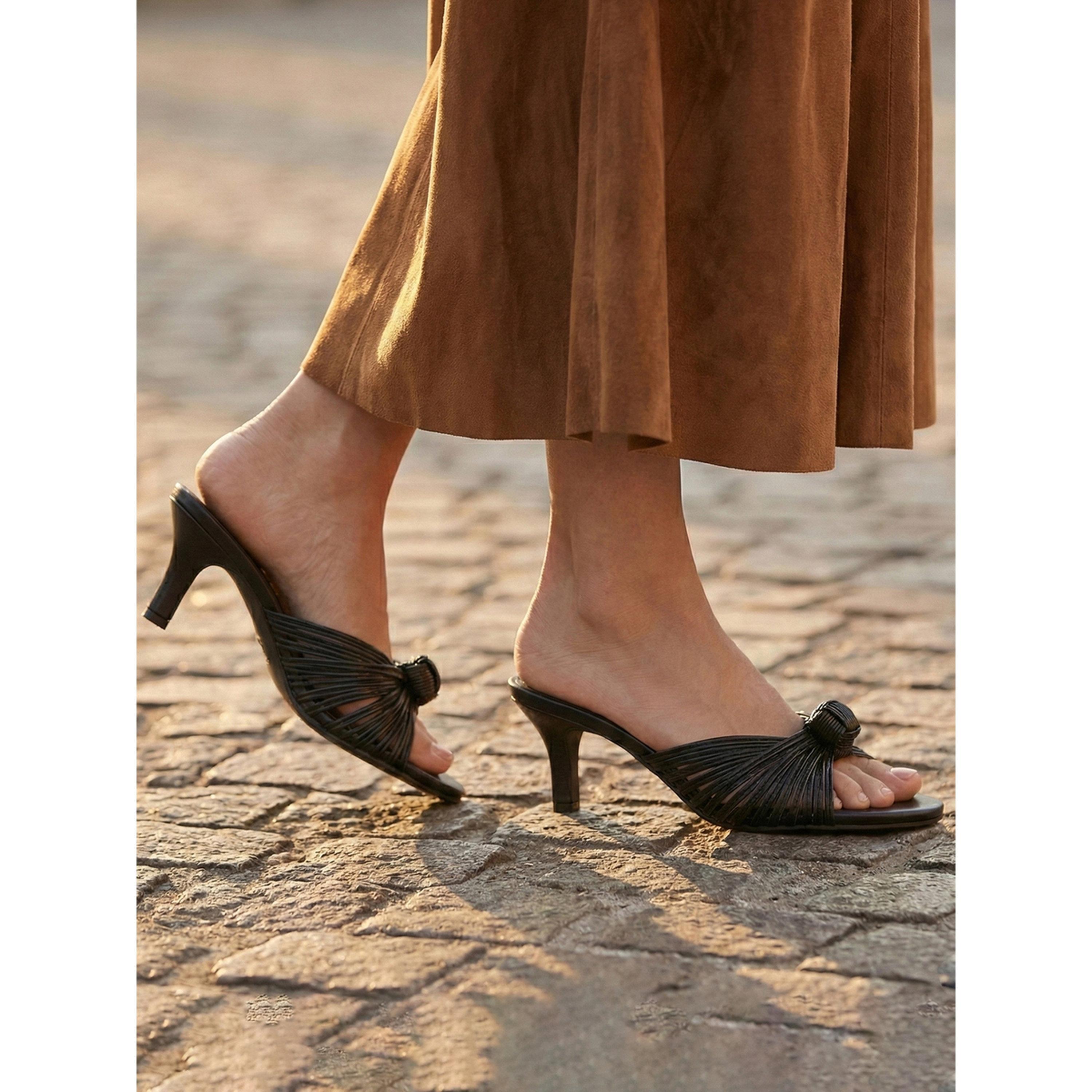 Pair-ie Tales X Styli Black Knotted Strap Mules-women-shoes-sandals-heeled-image-2