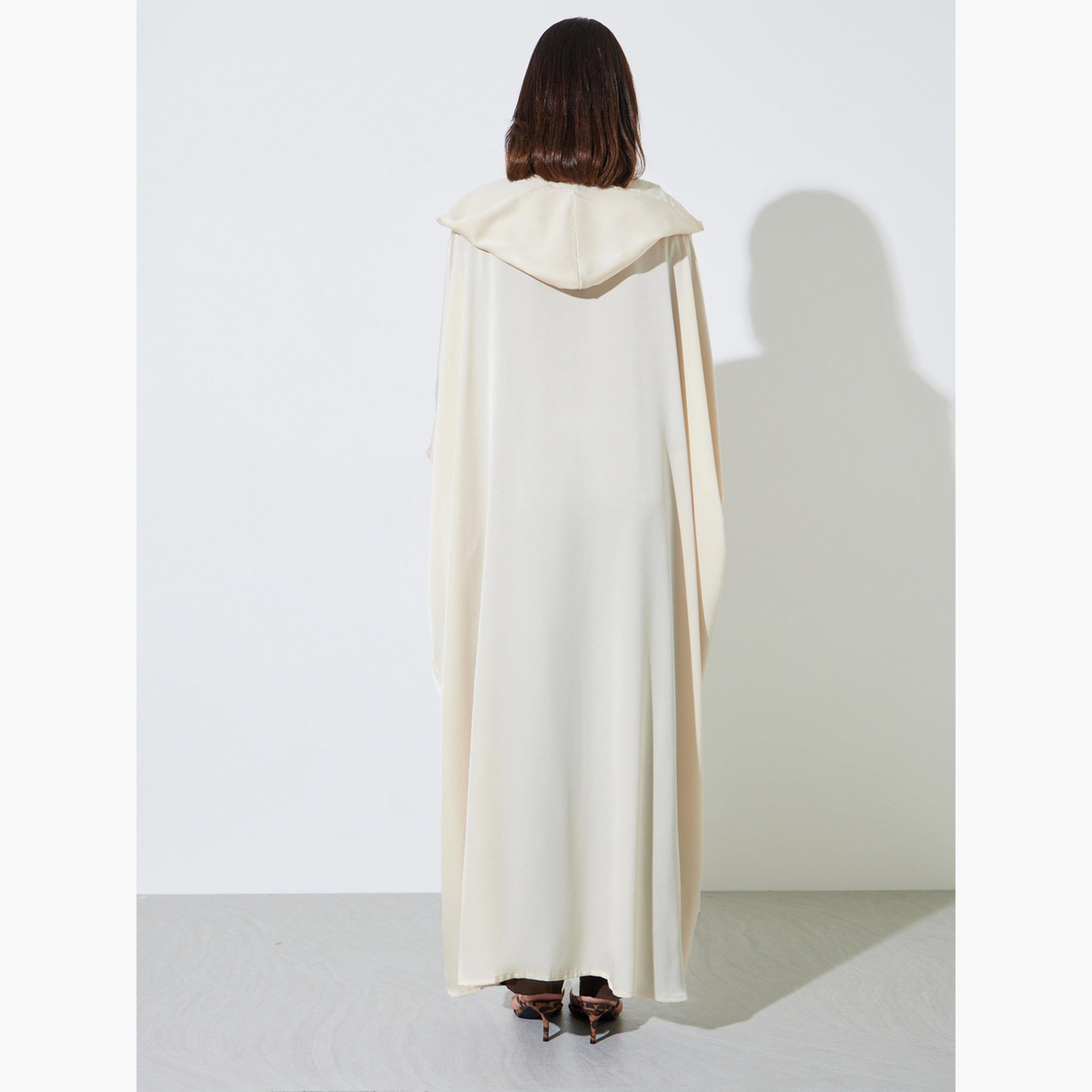 Amirah X Styli Beige Hooded Open Front Abaya-women-arabicclothing-abayas-image-4