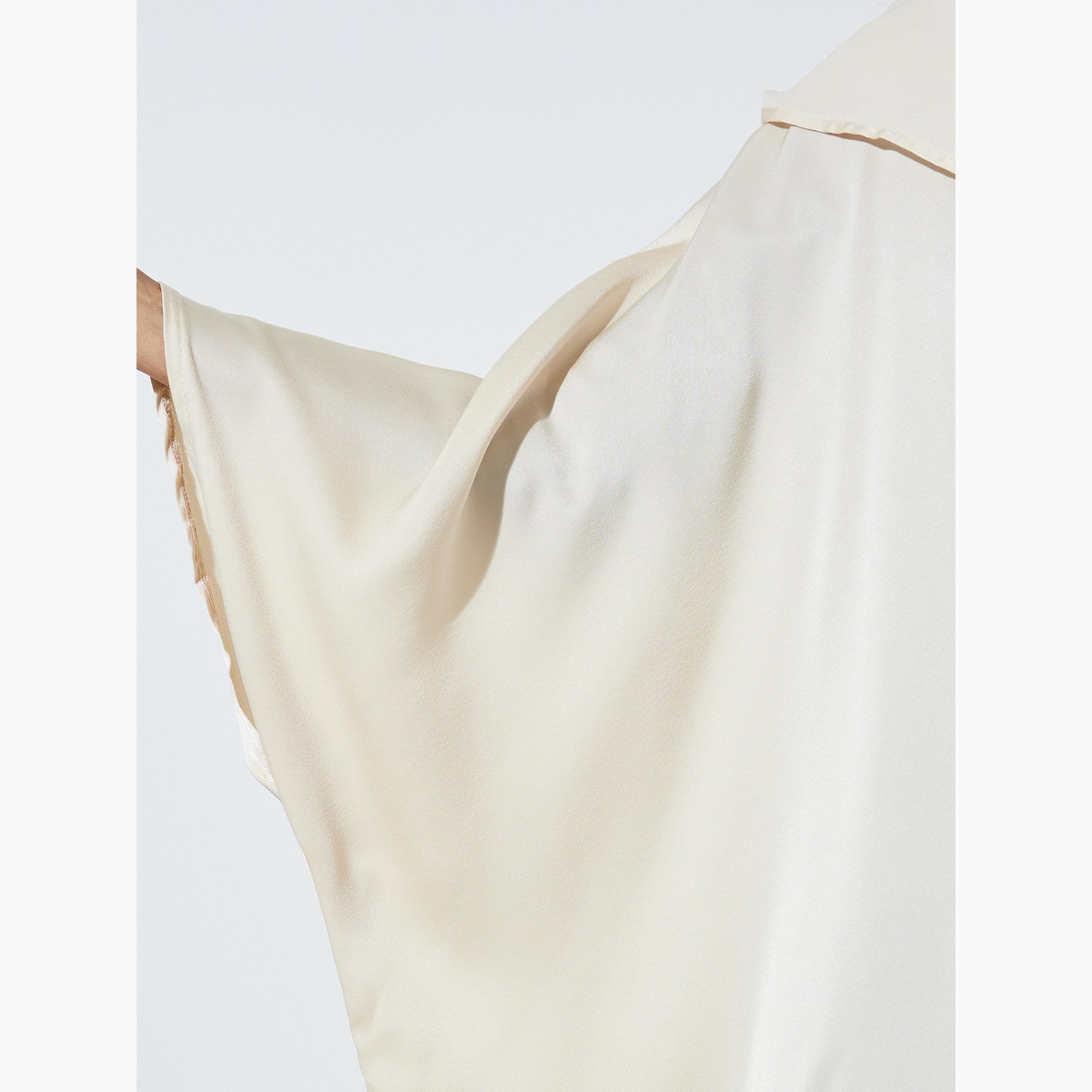 Amirah X Styli Beige Hooded Open Front Abaya-women-arabicclothing-abayas-image-5