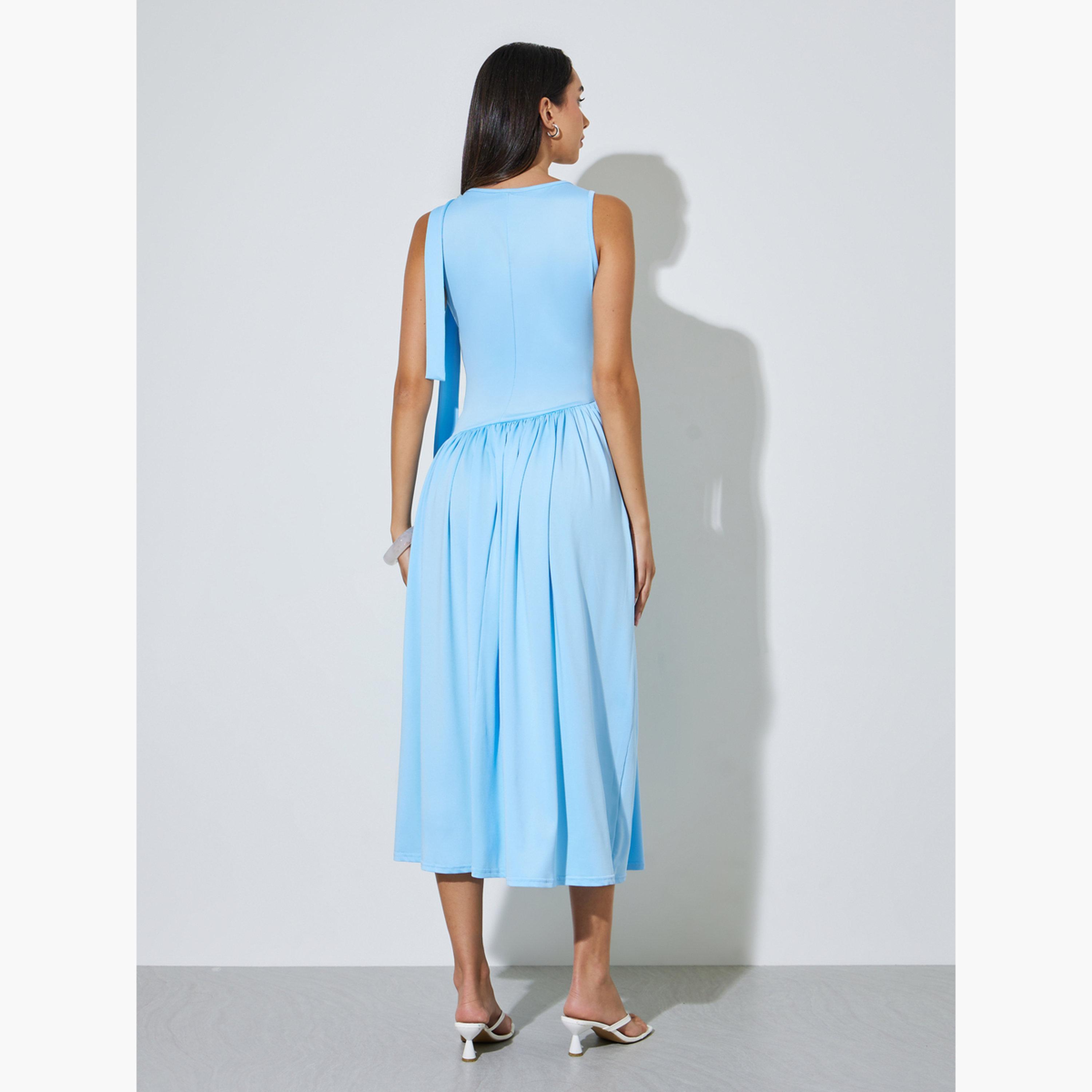 فستان ميدي بحافة واسعة وتفاصيل فتحات-women-clothing-dresses-image-4