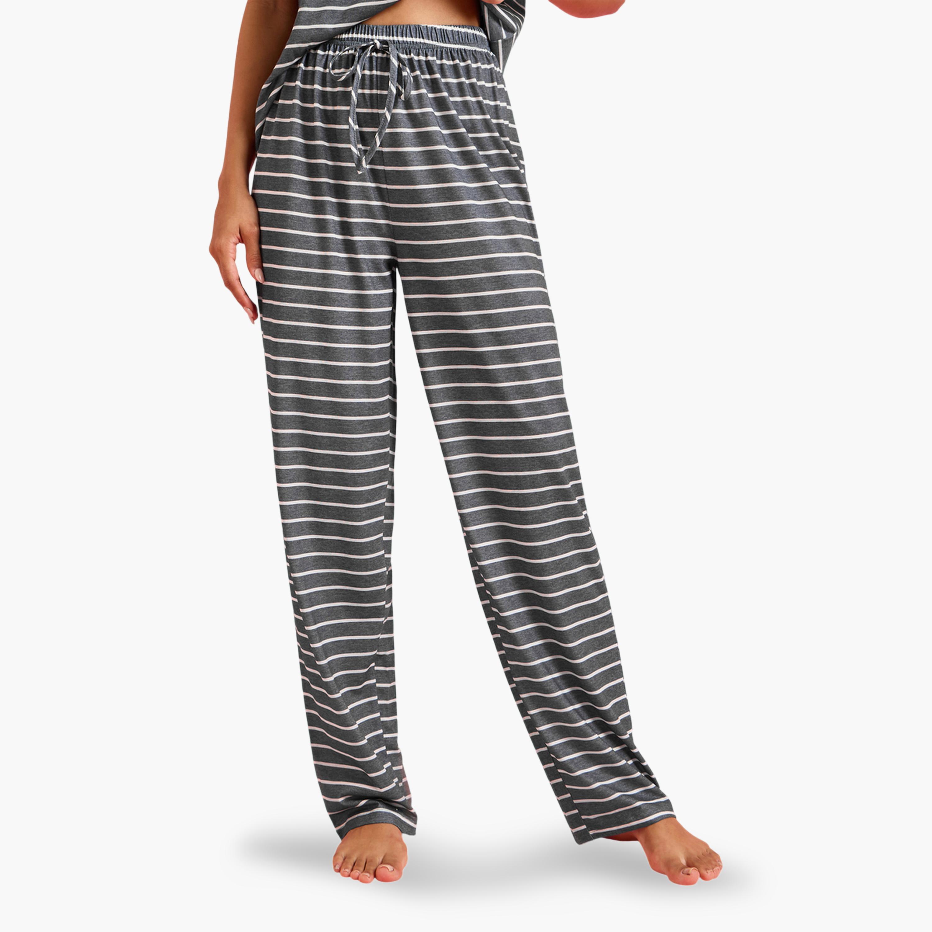 Styli Multi-Color Striped T-Shirt and Straight Leg Pants Pyjama Set-women-clothing-nightwear-pyjamas-longsets-image-4