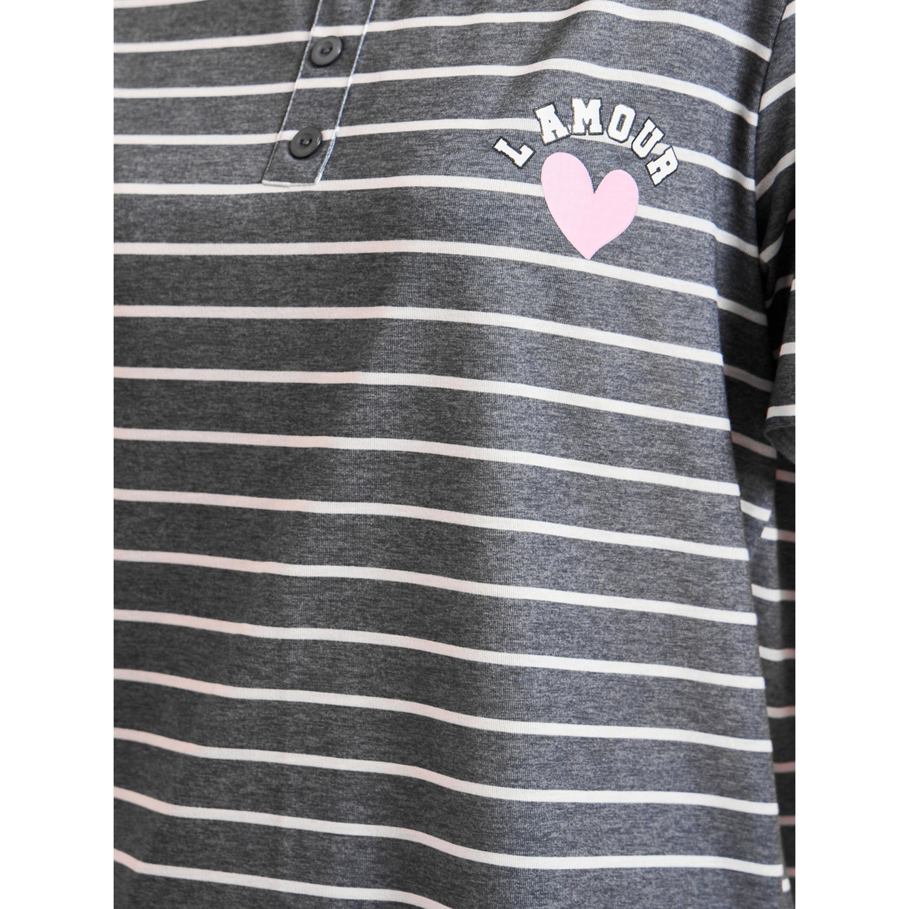 طقم بيجاما من بنطال بقصة مستقيمة وتيشيرت مخطط متعدد الألوان-women-clothing-nightwear-pyjamas-longsets-image-5