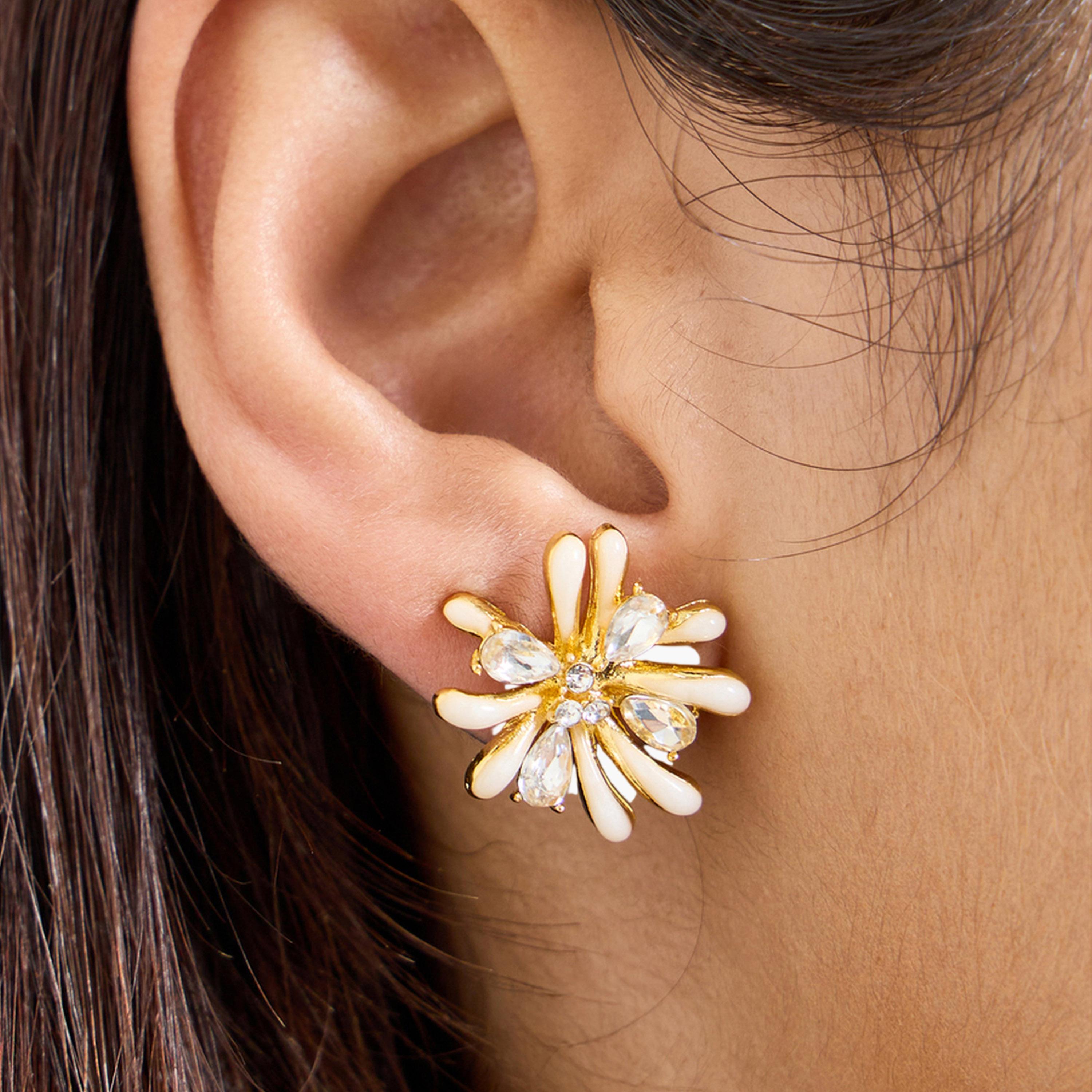 Styli Floral Stud Earrings-women-watchesandjewellery-jewellery-earrings-image-2