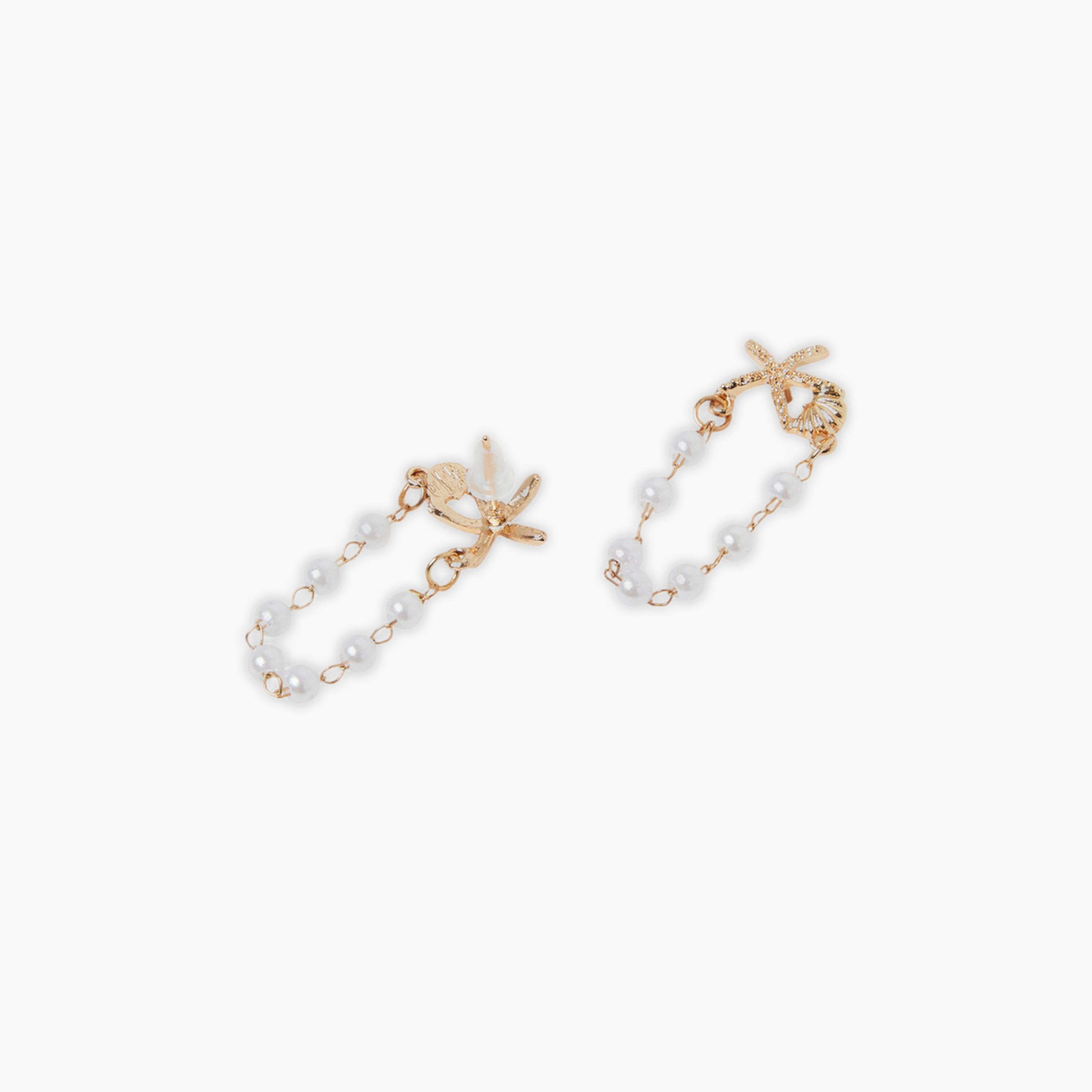 Styli Gold-Tone Starfish and Pearl Dangle Earrings-women-watchesandjewellery-jewellery-earrings-image-3