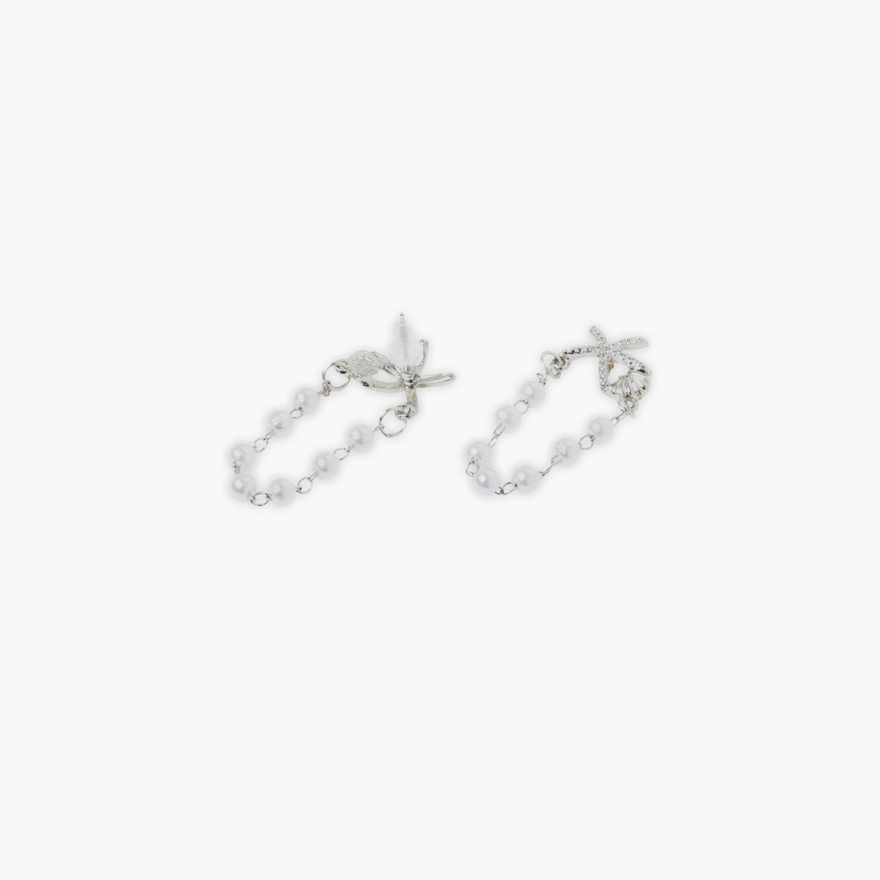 Styli Silver-Tone Starfish and Pearl Dangle Earrings-women-watchesandjewellery-jewellery-earrings-image-3