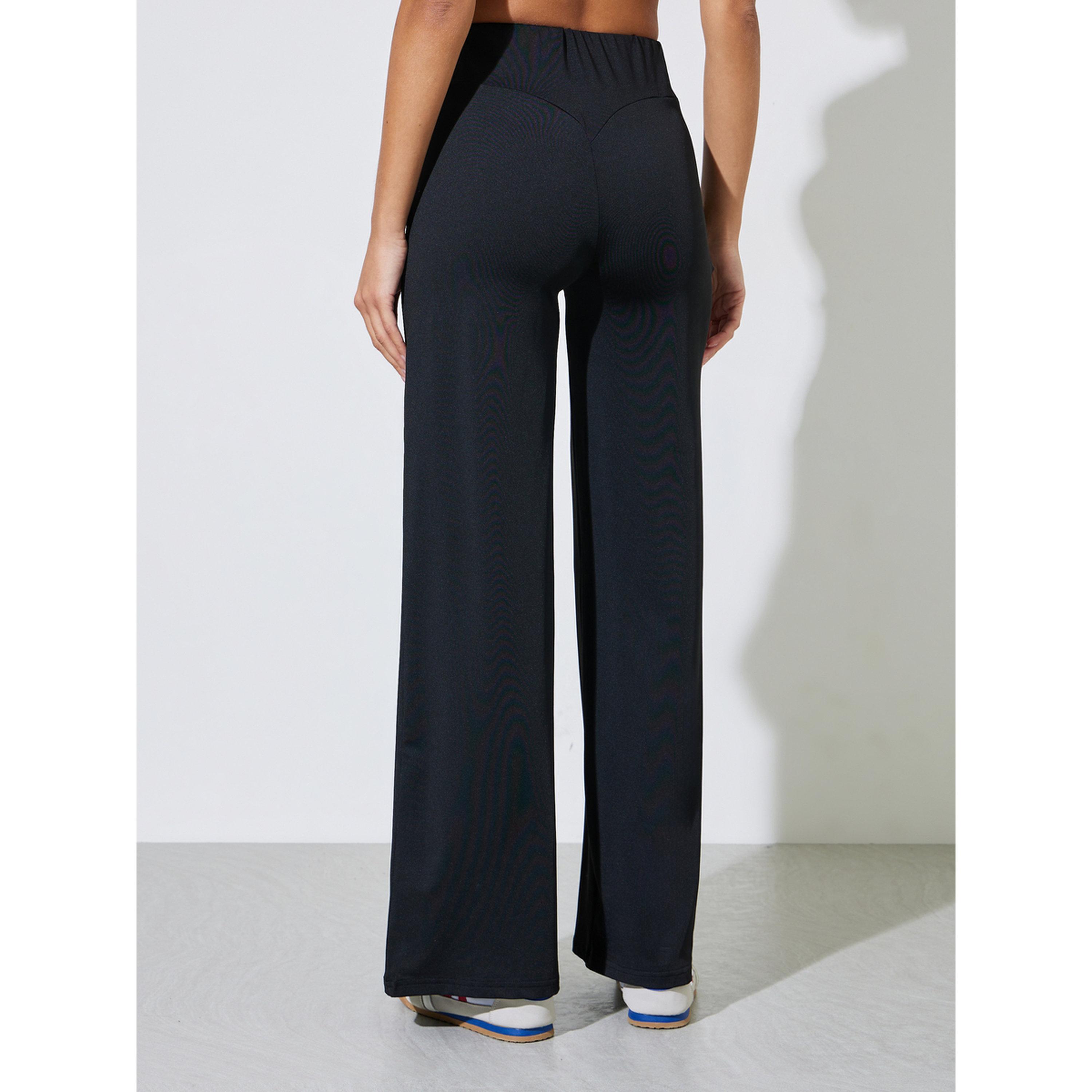 بنطال بأرجل عريضة أسود سادة-women-clothing-joggers-image-3