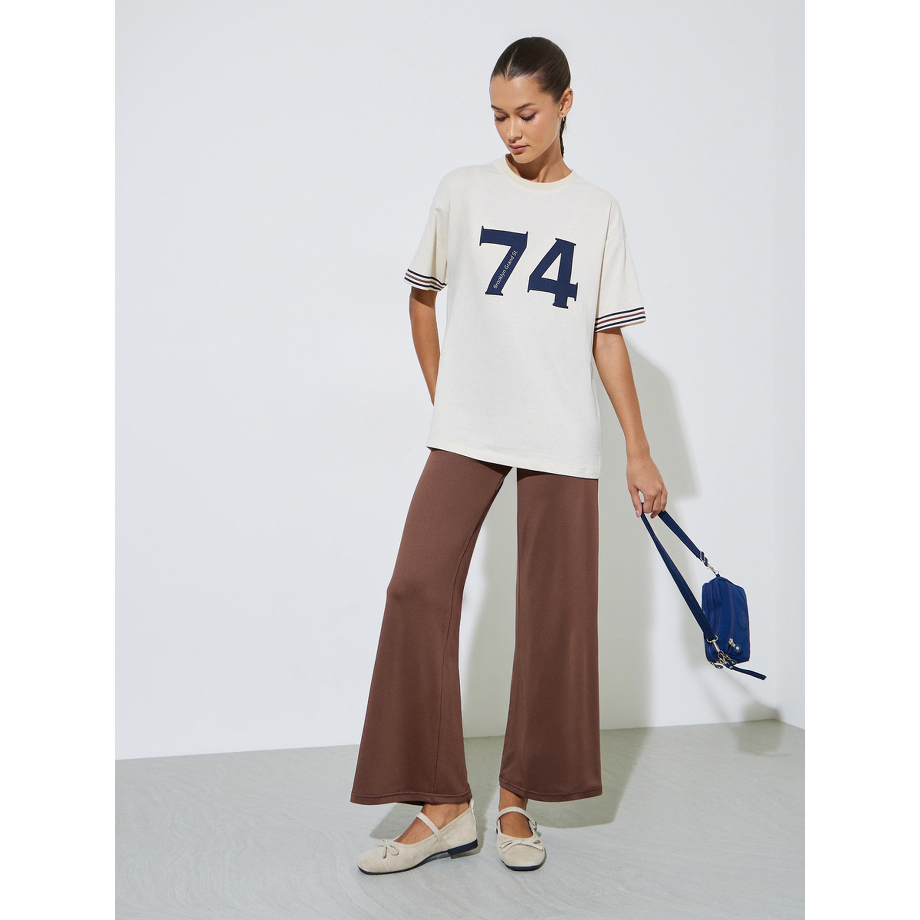 Styli Brown Solid Wide Leg Pants-women-clothing-joggers-image-2