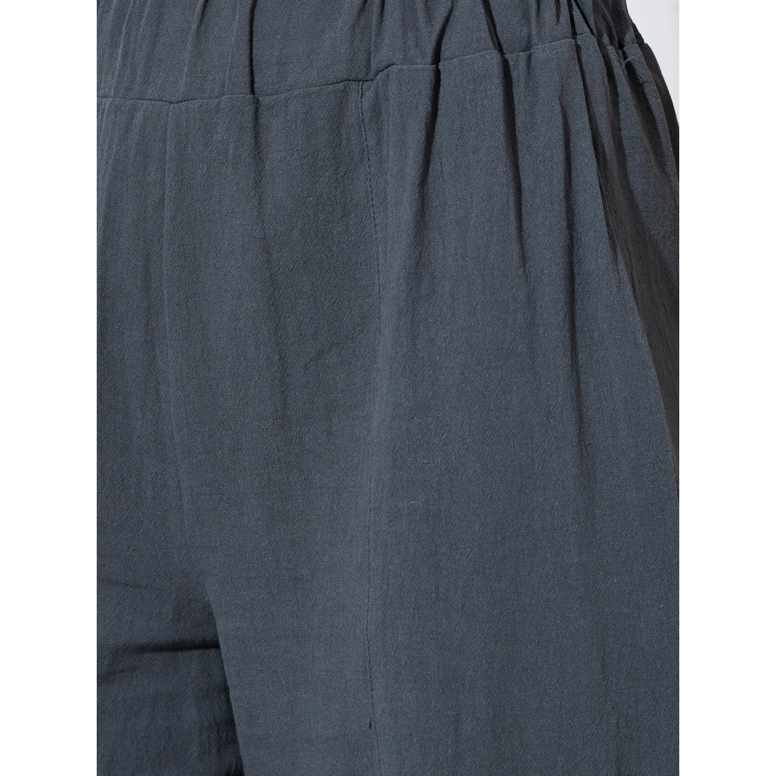 Styli Grey Textured Wide Leg Pleated Tapered Pants-women-clothing-joggers-image-5