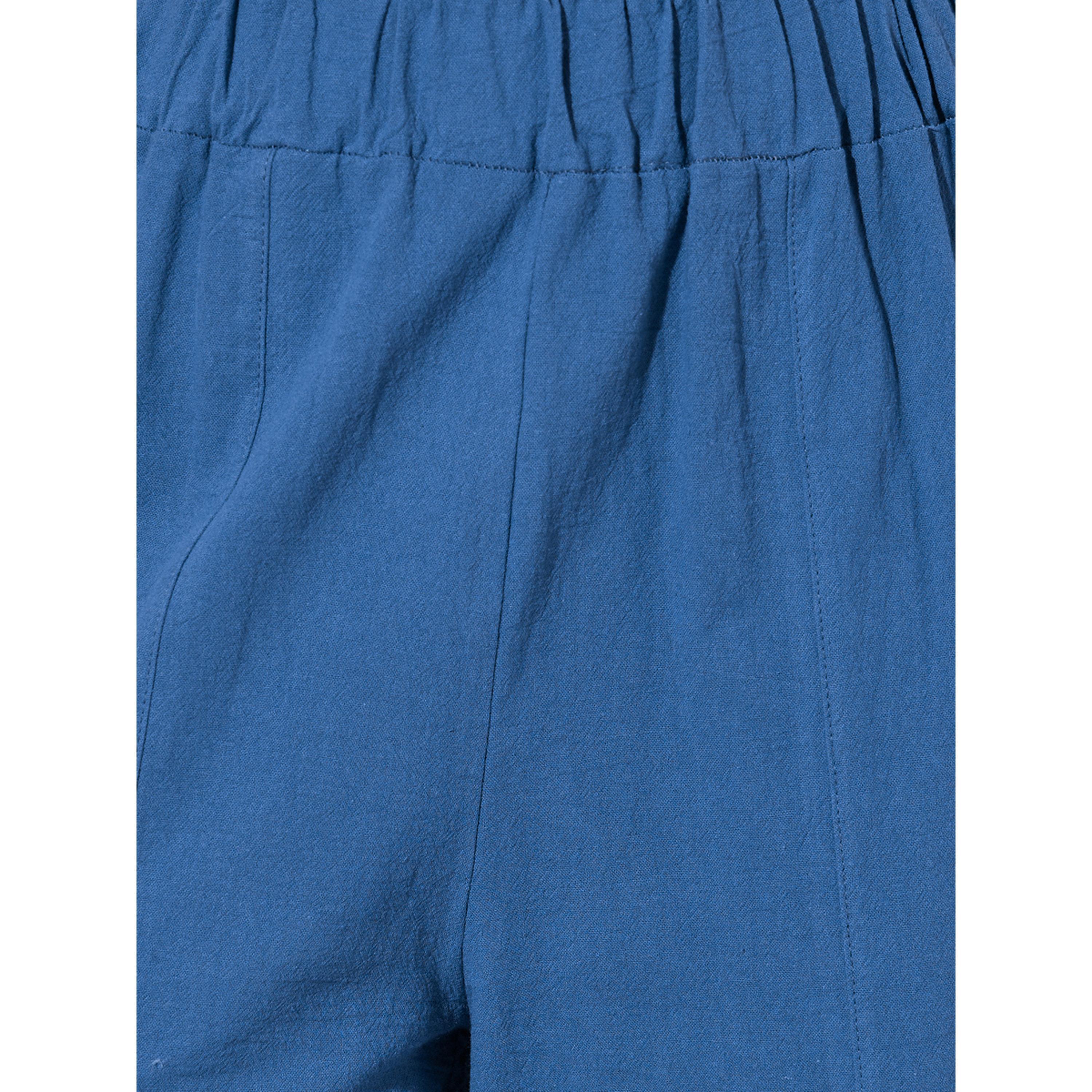 Styli Navy Blue Textured Wide Leg Pleated Tapered Pants-women-clothing-joggers-image-4