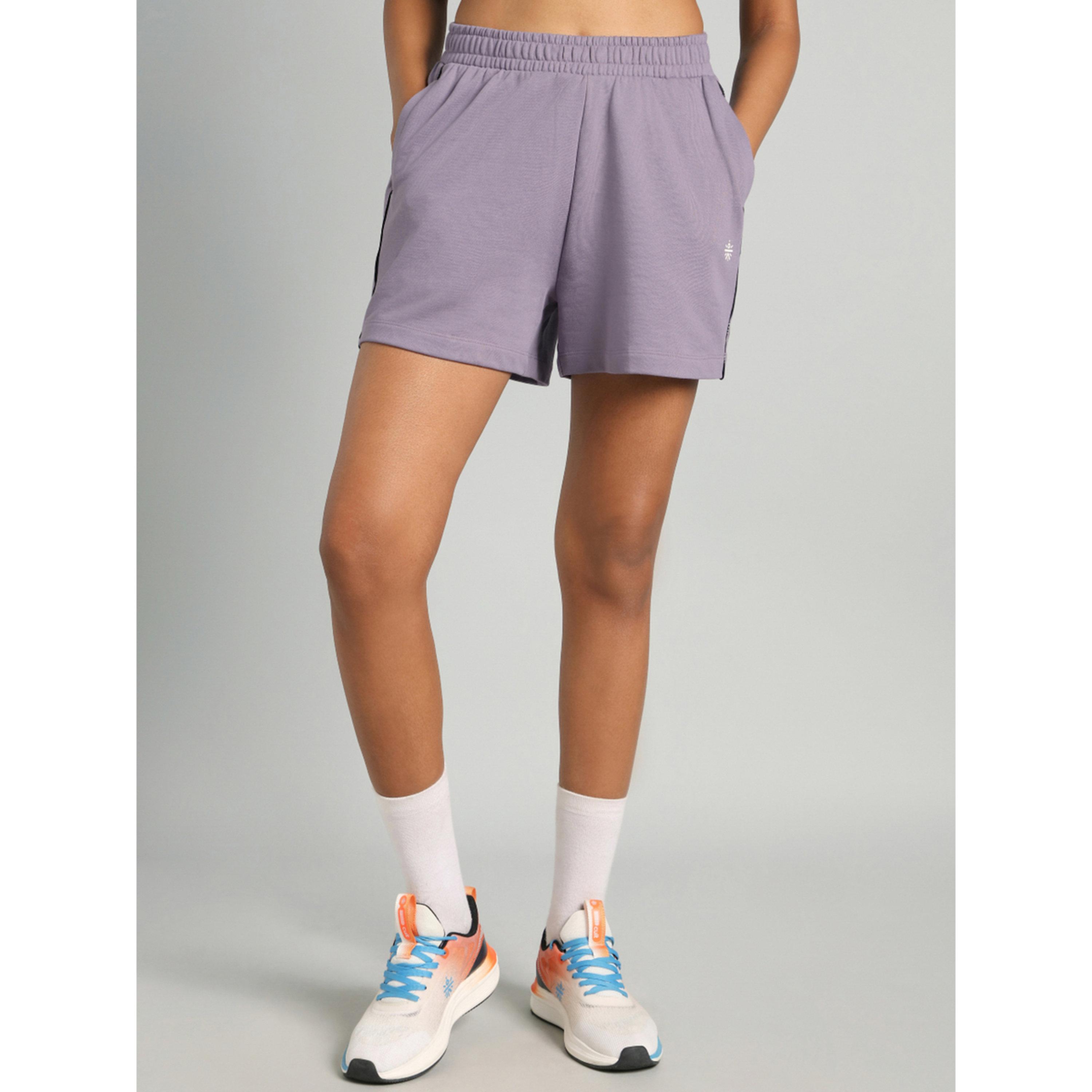 Cult X Styli Purple Panelled Shorts-women-clothing-sportswearandactivewear-activewearshorts-image-3