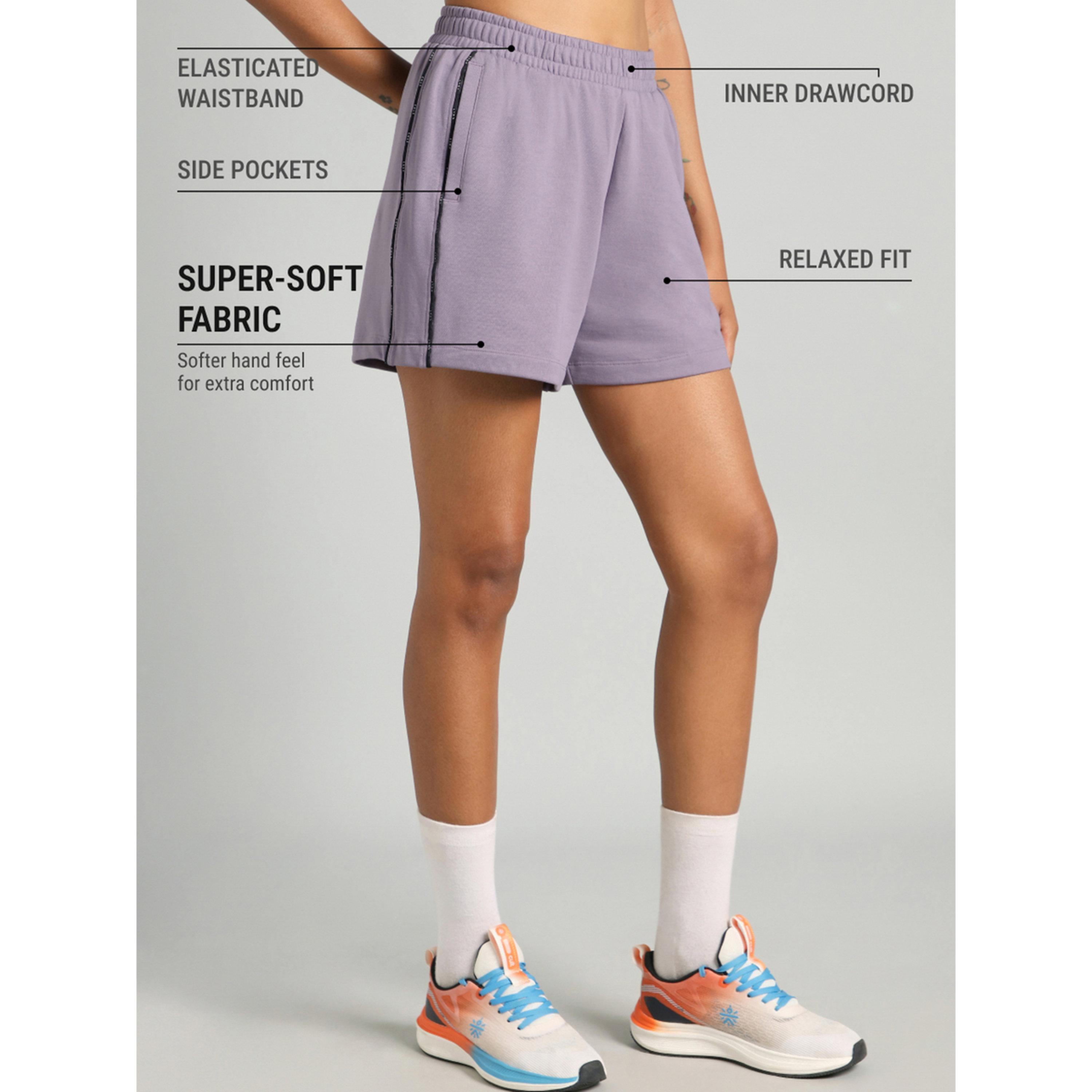 Cult X Styli Purple Panelled Shorts-women-clothing-sportswearandactivewear-activewearshorts-image-4