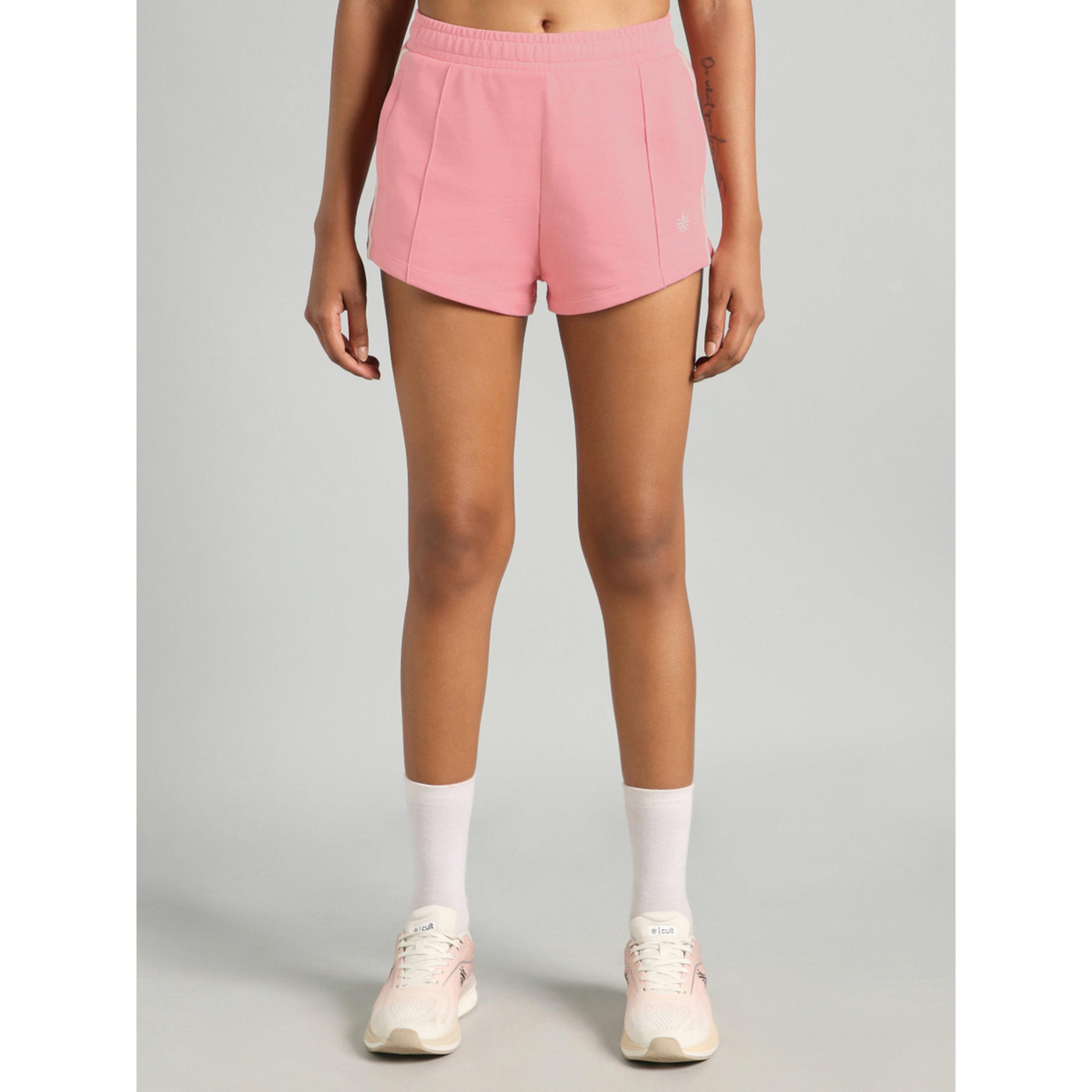 Cult X Styli Pink Contrast Power Tape Shorts-women-clothing-sportswearandactivewear-activewearshorts-image-1