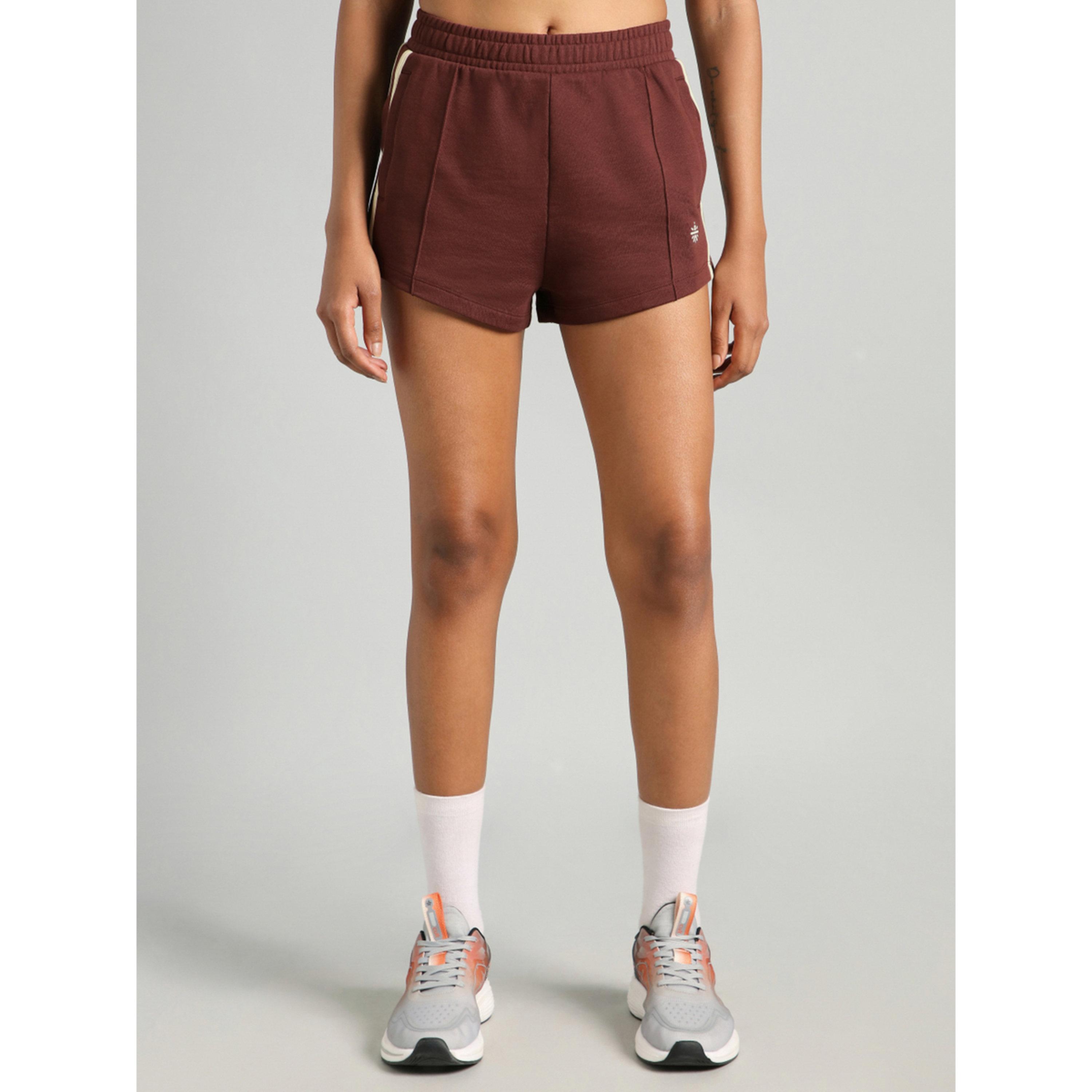 Cult X Styli Brown Contrast Power Tape Shorts-women-clothing-sportswearandactivewear-activewearshorts-image-1