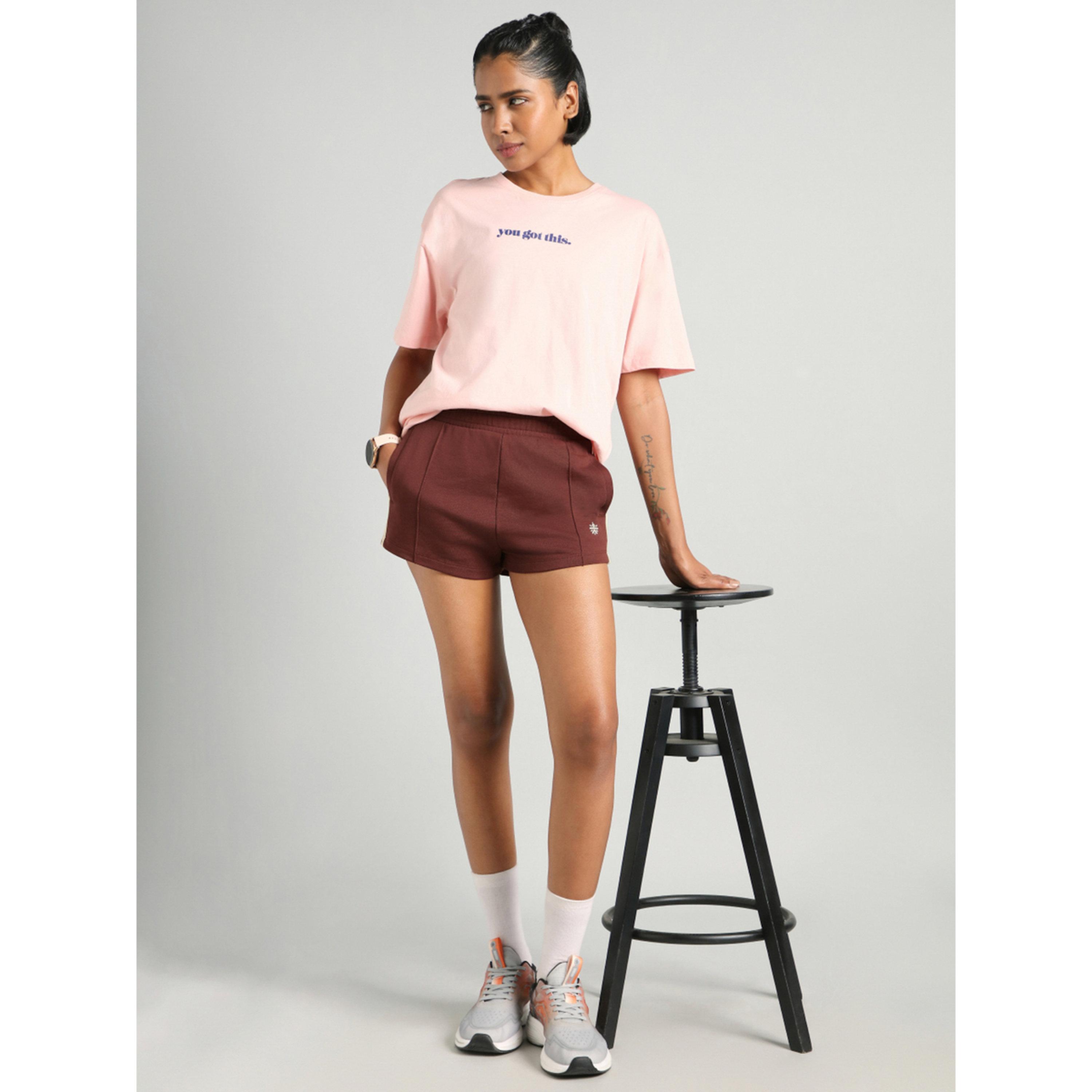 Cult X Styli Brown Contrast Power Tape Shorts-women-clothing-sportswearandactivewear-activewearshorts-image-2