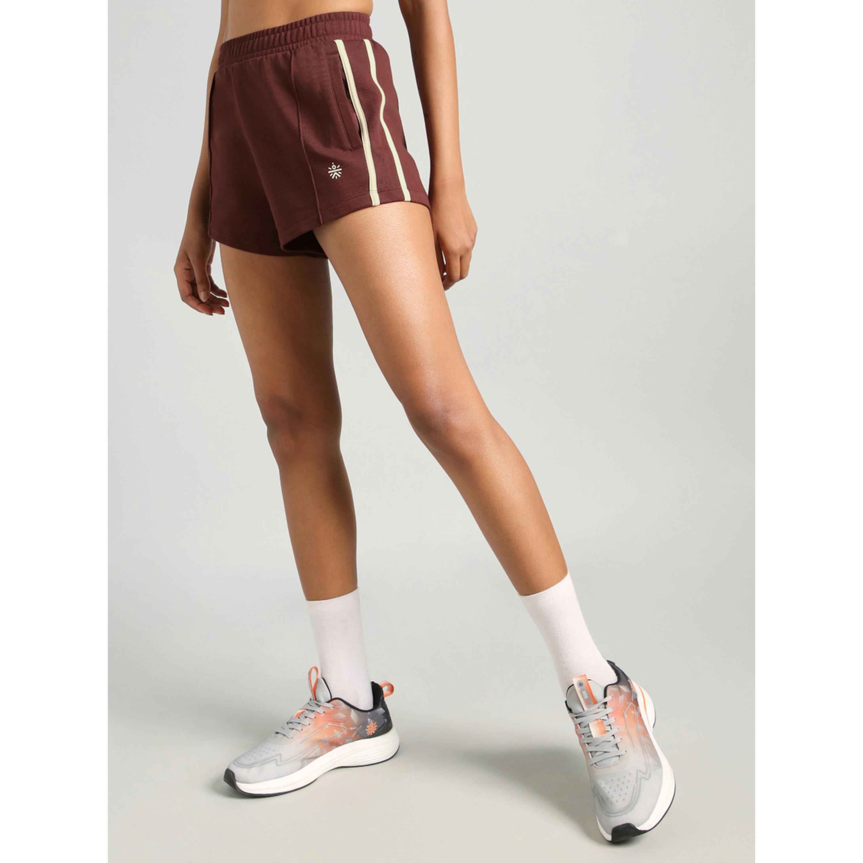 Cult X Styli Brown Contrast Power Tape Shorts-women-clothing-sportswearandactivewear-activewearshorts-image-3