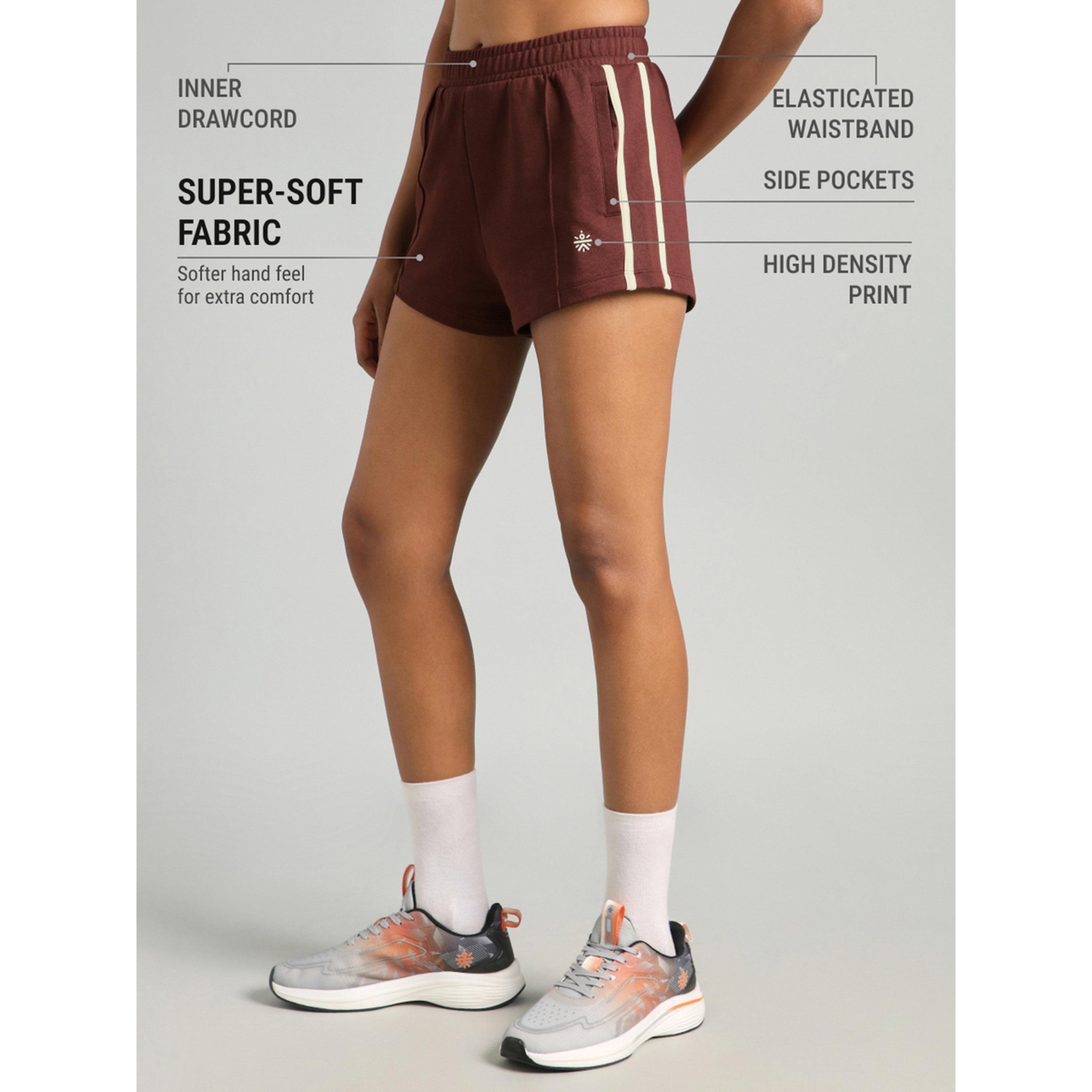 Cult X Styli Brown Contrast Power Tape Shorts-women-clothing-sportswearandactivewear-activewearshorts-image-4