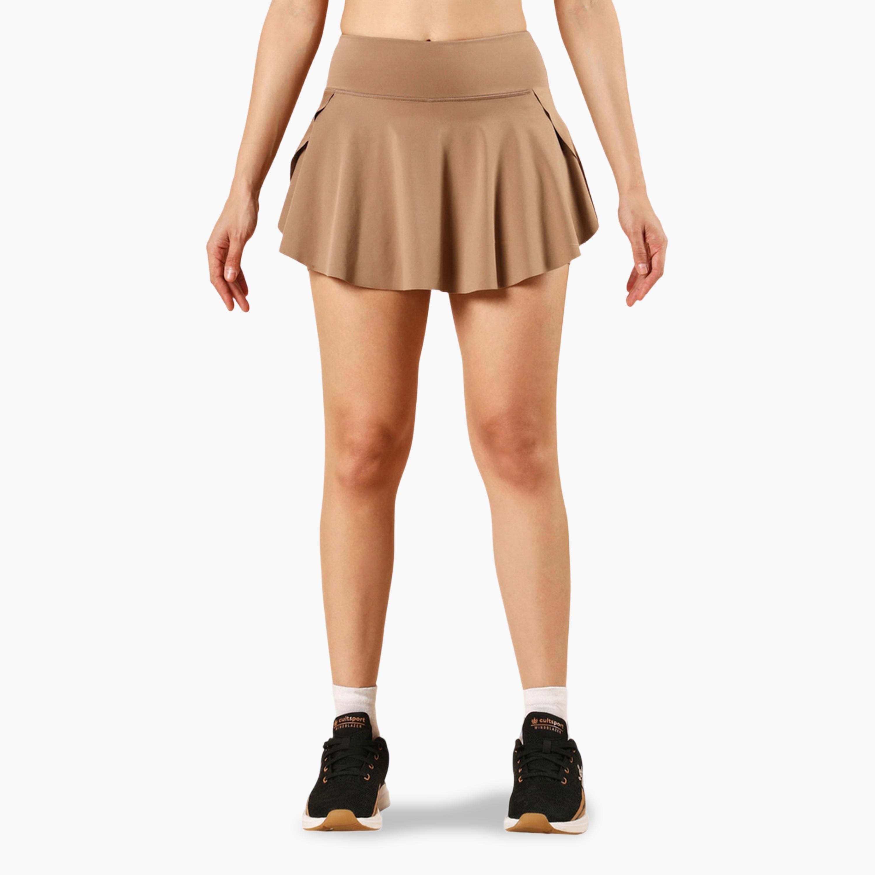 Cult X Styli Beige True Performance Sculpted Skorts-sports-women-clothing-athleticskirtsandshorts-image-1