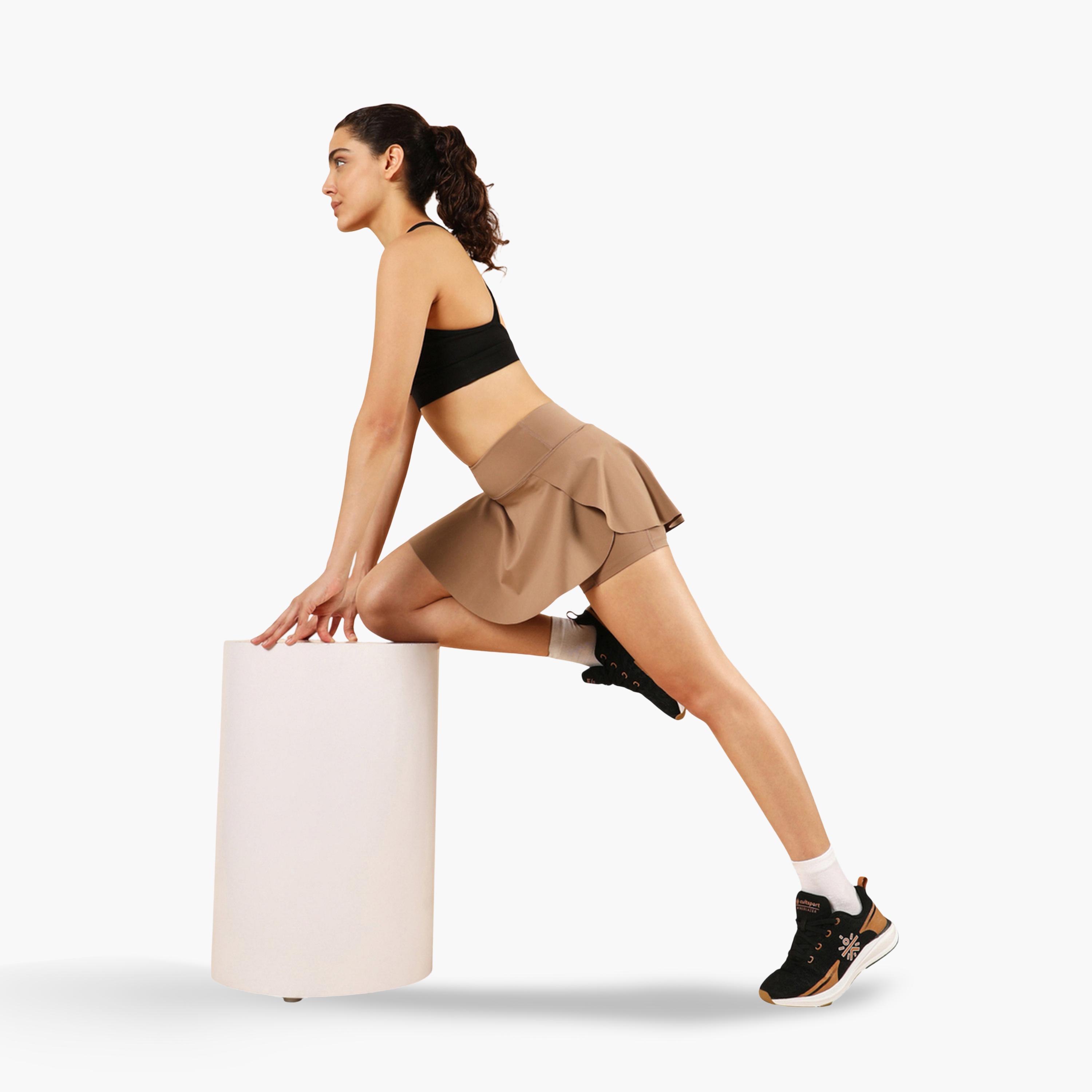 Cult X Styli Beige True Performance Sculpted Skorts-sports-women-clothing-athleticskirtsandshorts-image-2