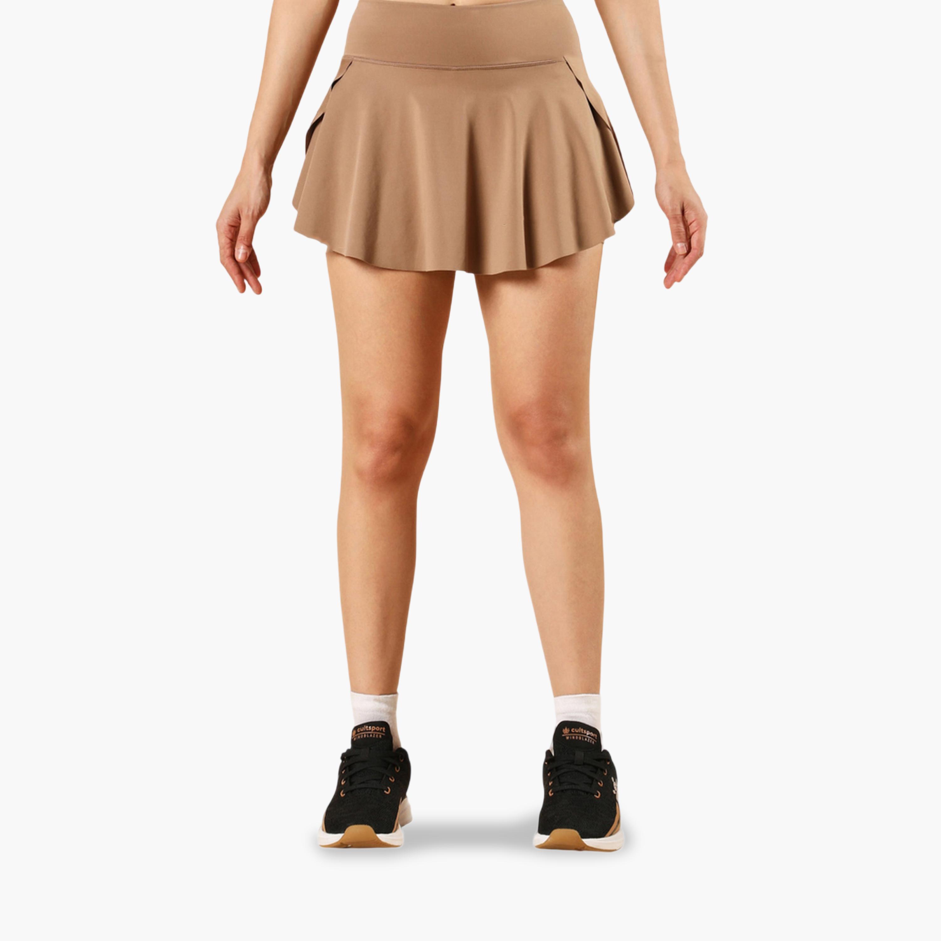 Cult X Styli Beige True Performance Sculpted Skorts-sports-women-clothing-athleticskirtsandshorts-image-4