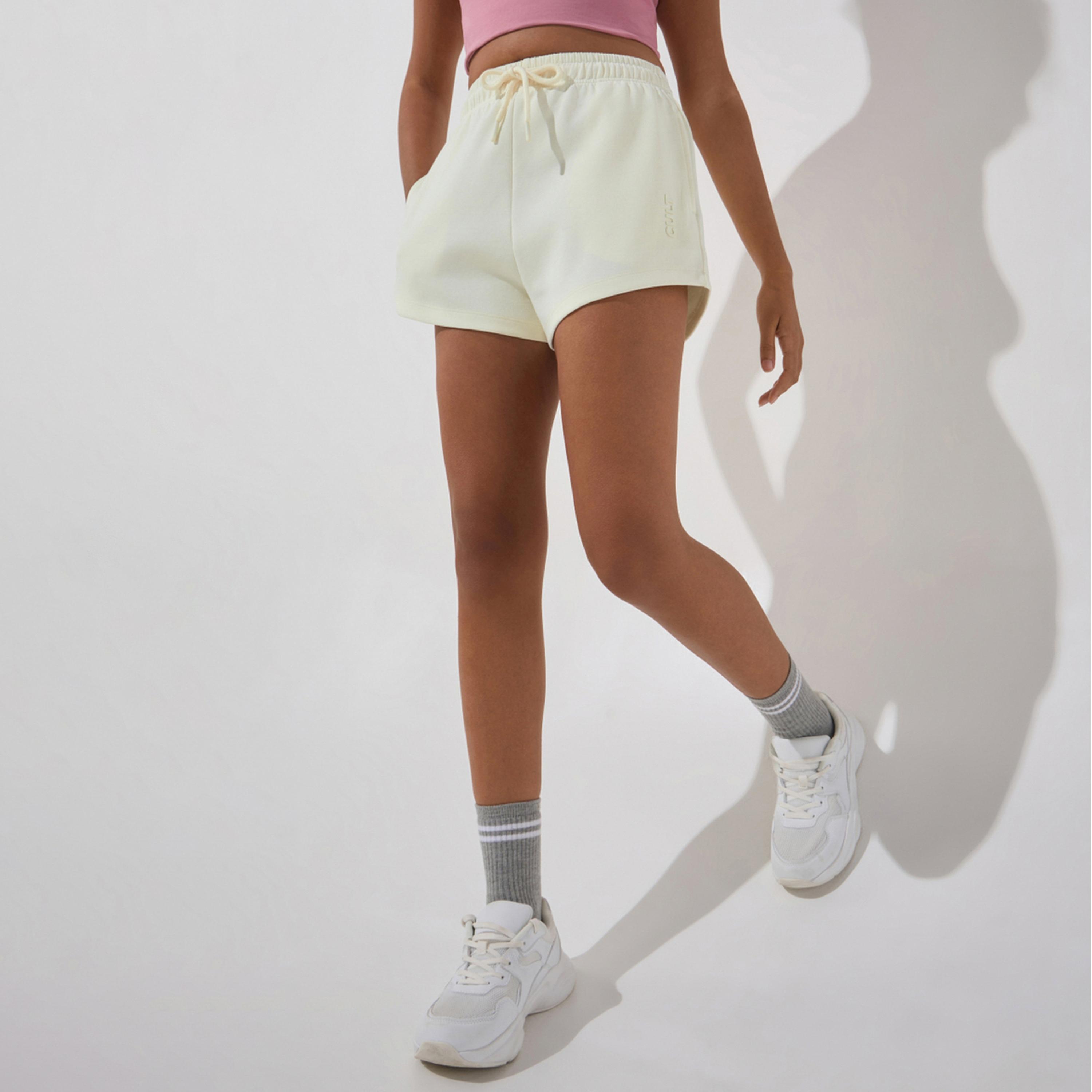 Cult X Styli White Ultra Luxe Classic Shorts-women-clothing-sportswearandactivewear-activewearshorts-image-1