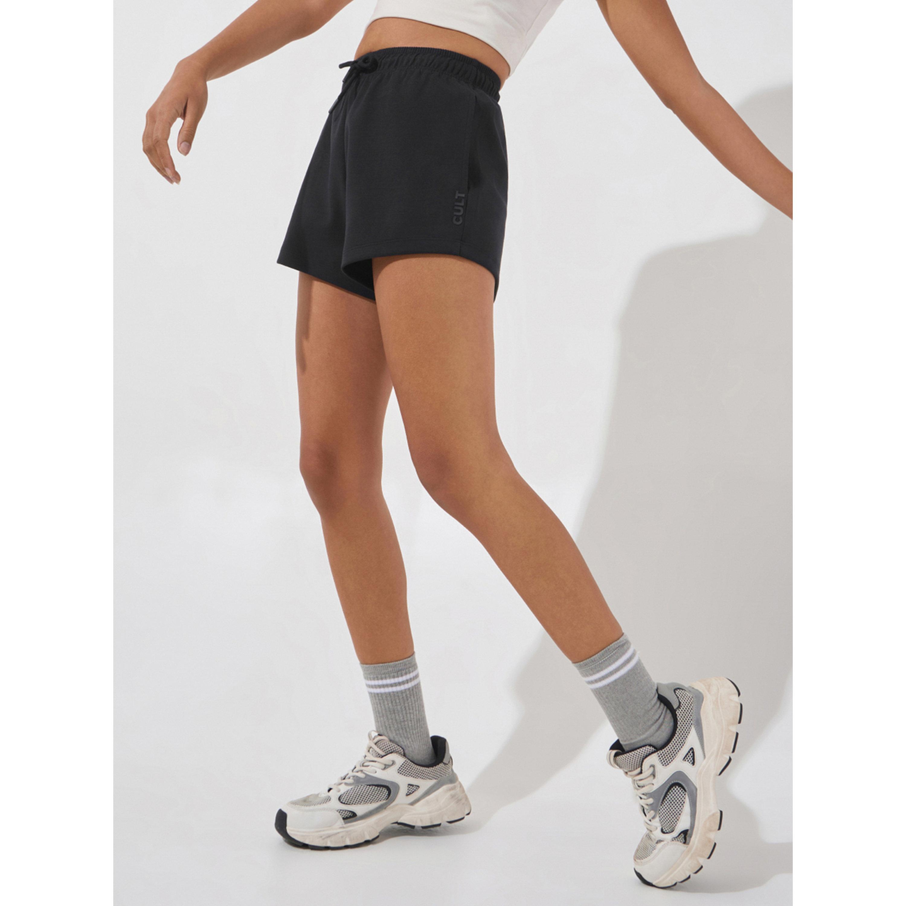 Cult X Styli Black Ultra Luxe Classic Shorts-women-clothing-sportswearandactivewear-activewearshorts-image-1