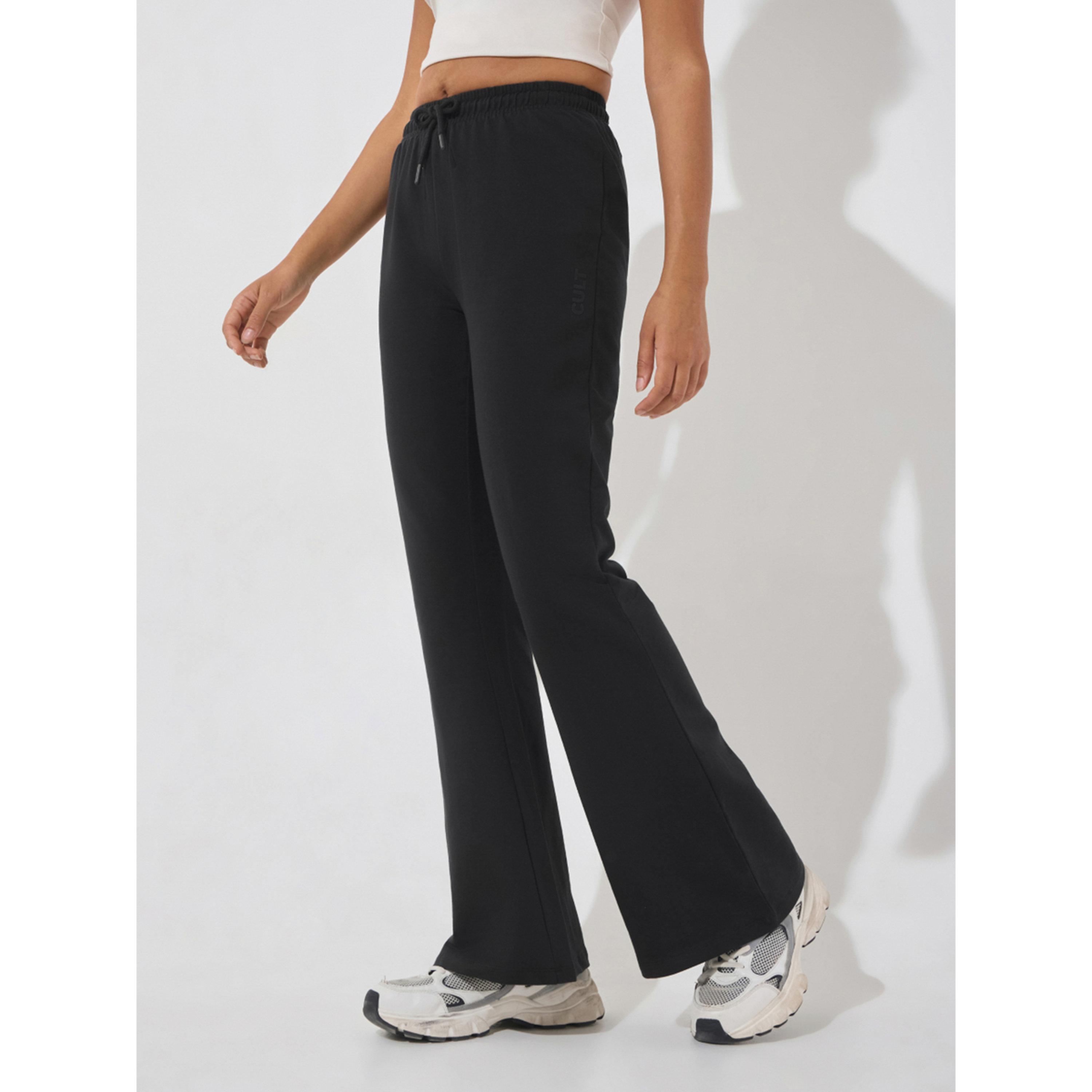 Cult X Styli Black Soft Form Flow Flared Pants-women-clothing-bottoms-joggers-image-1