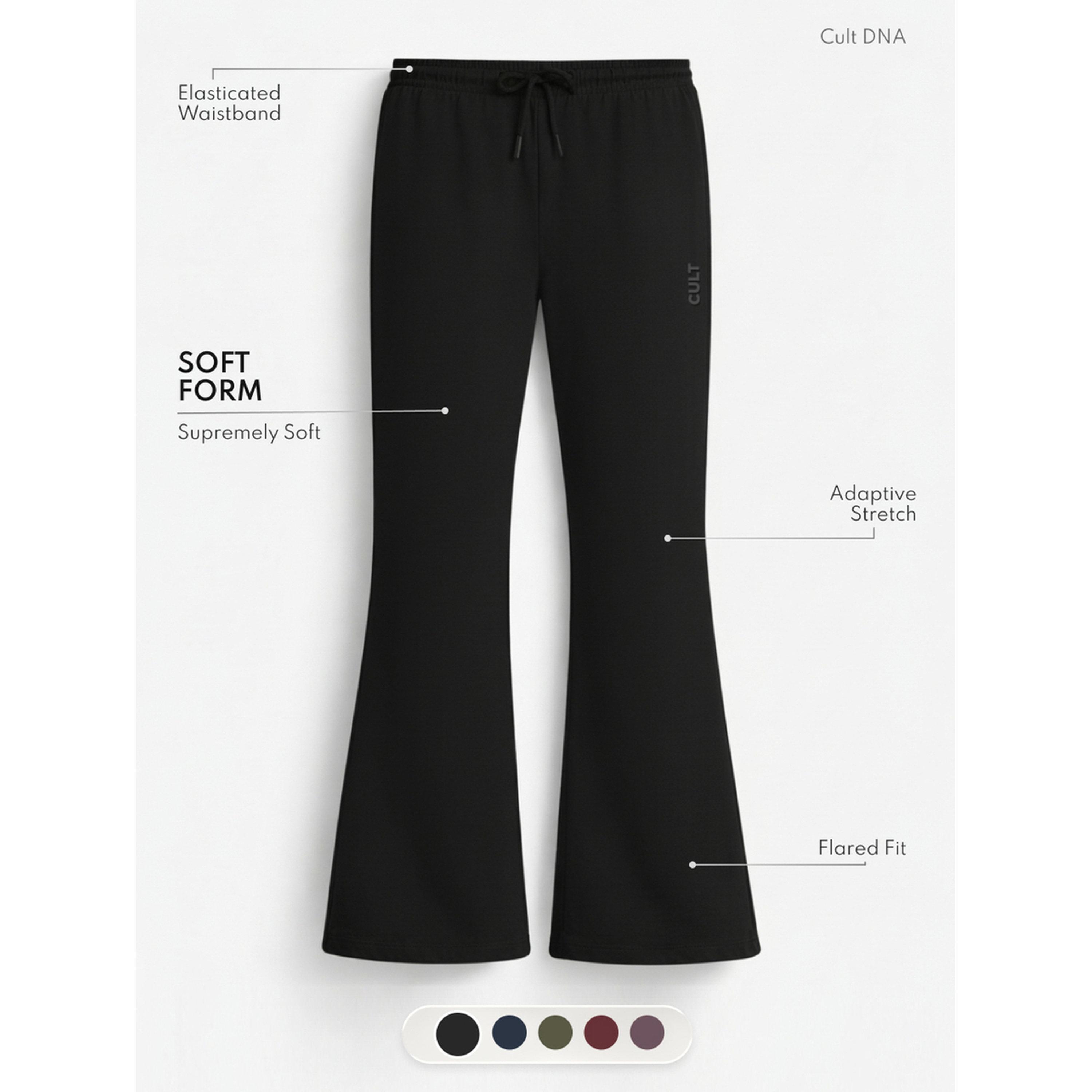 Cult X Styli Black Soft Form Flow Flared Pants-women-clothing-bottoms-joggers-image-3